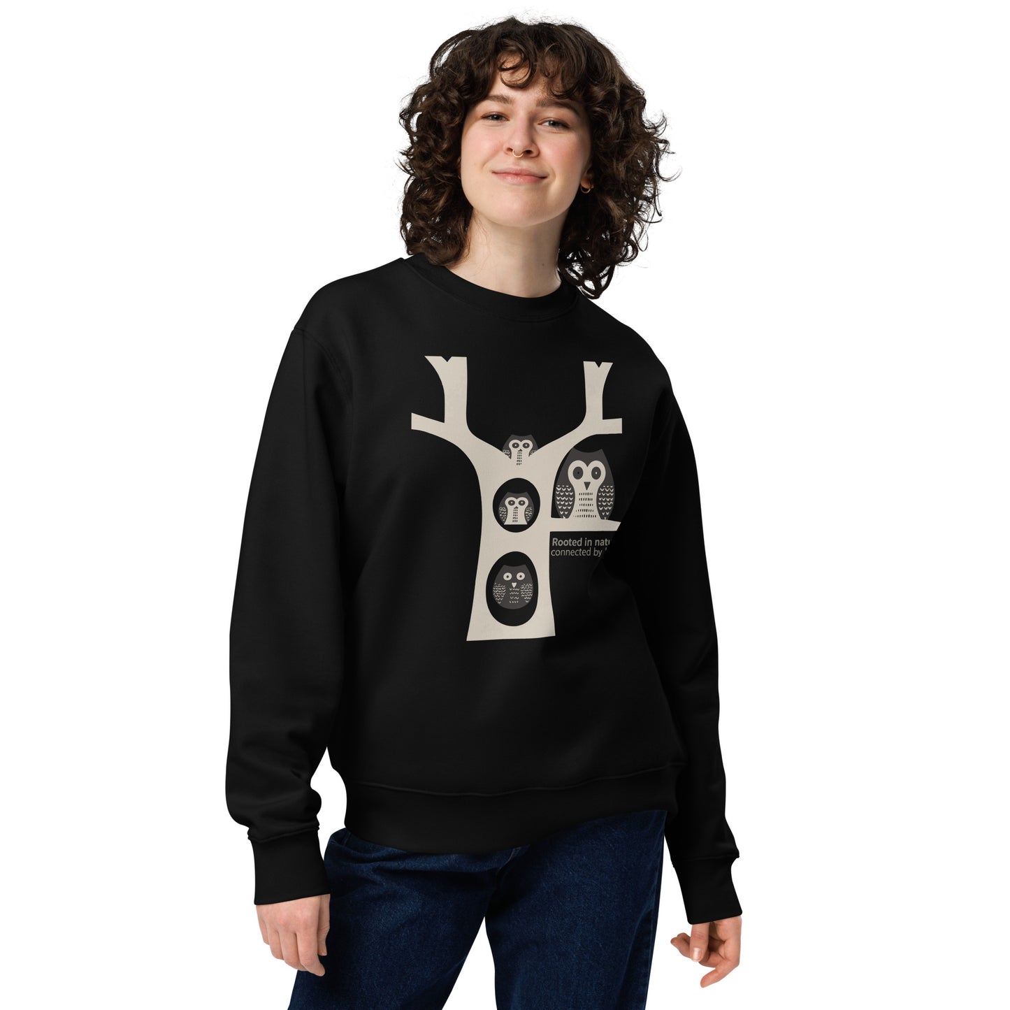 Unisex Eco Sweatshirt – OwlNest Sustainable Fashion for Family Day Comfort Black Dudeily