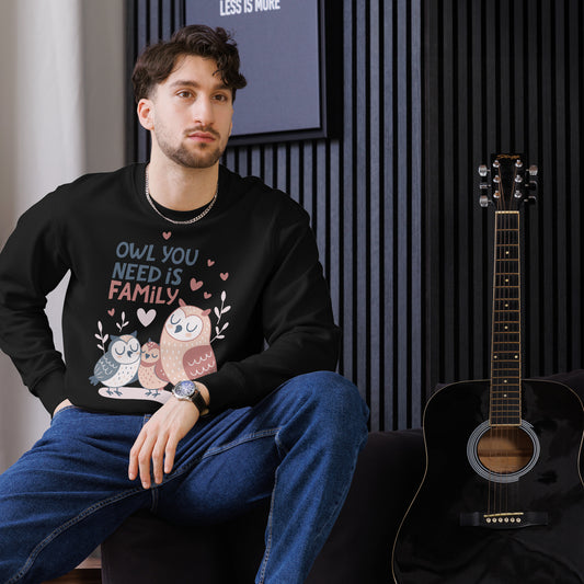 Unisex Eco Sweatshirt – OwlPure Sustainable Fashion for Family Day Comfort Dudeily