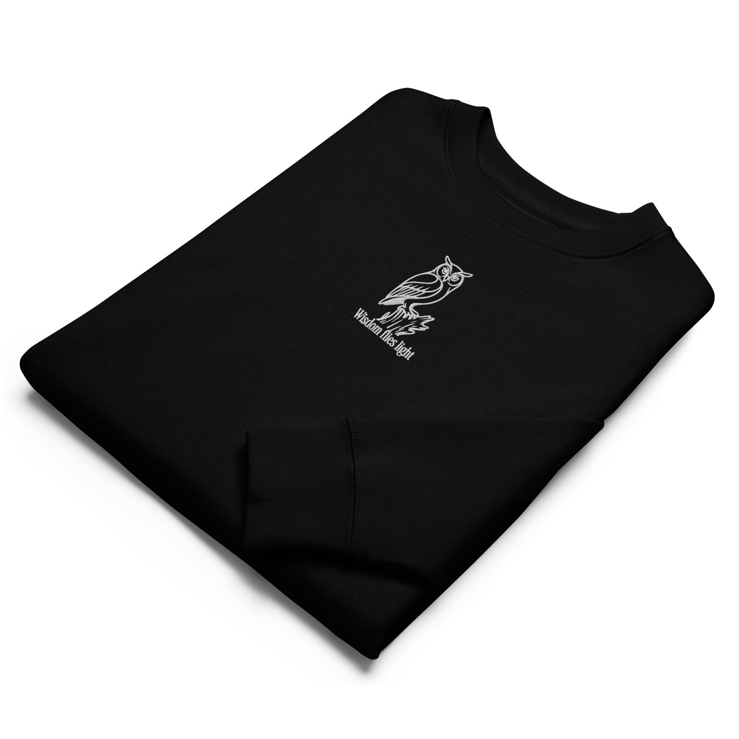 Owl Unisex Eco Sweatshirt: 'Wisdom Flies Light' in Fall | Sustainable Fashion USA Dudeily