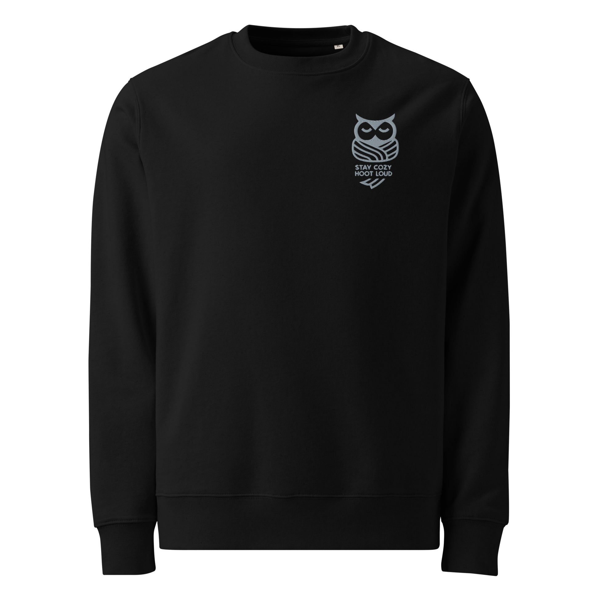 Owl Unisex Eco Sweatshirt: 'Stay Cozy Hoot Loud' in Fall | Sustainable Owl Fashion USA Dudeily