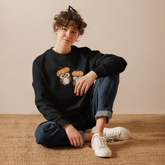 Unisex Eco Sweatshirt: Halloween Owl Sustainable & Cozy Style USA Dudeily