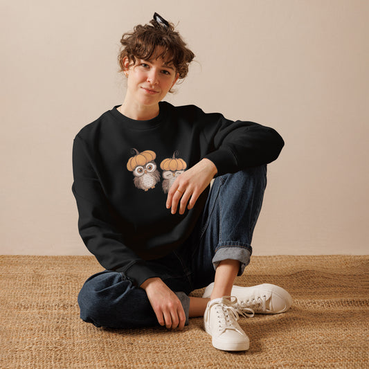 Unisex Eco Sweatshirt: Halloween Owl Sustainable Cozy Style USA Dudeily