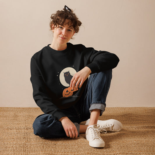 Unisex Eco Sweatshirt: Halloween Owl Cozy Sustainable Style USA Dudeily