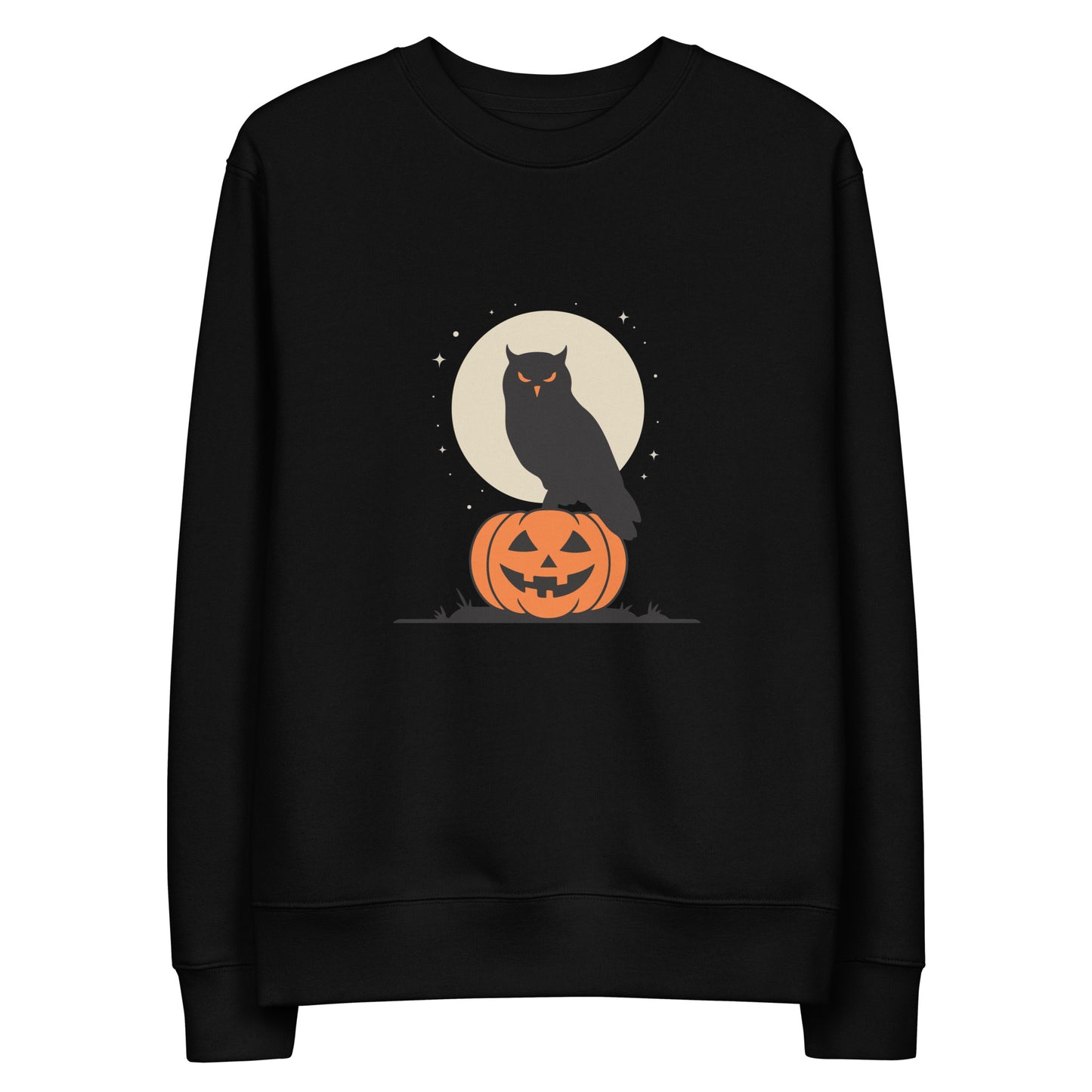Unisex Eco Sweatshirt: Halloween Owl Cozy Sustainable Style USA Dudeily