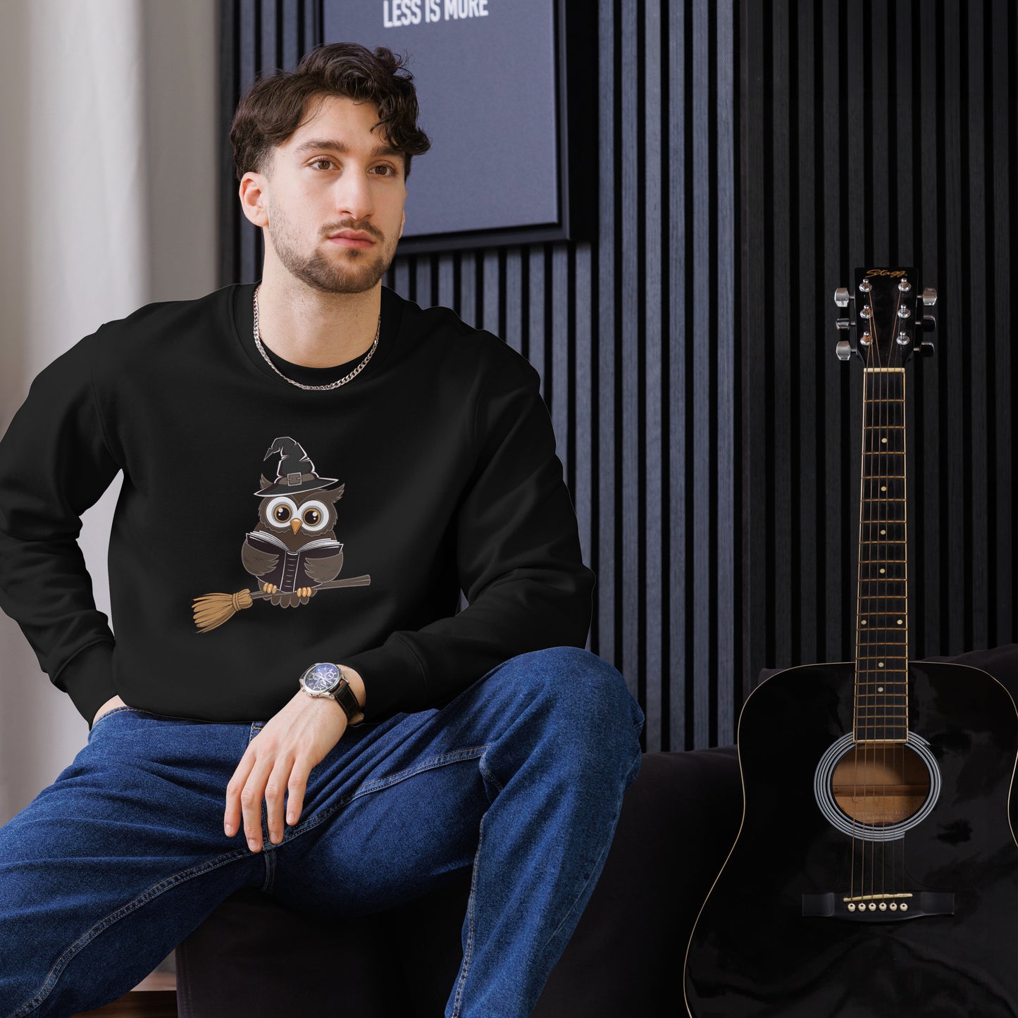 Unisex Eco Sweatshirt: Halloween Owl Cozy Sustainable Style USA Dudeily