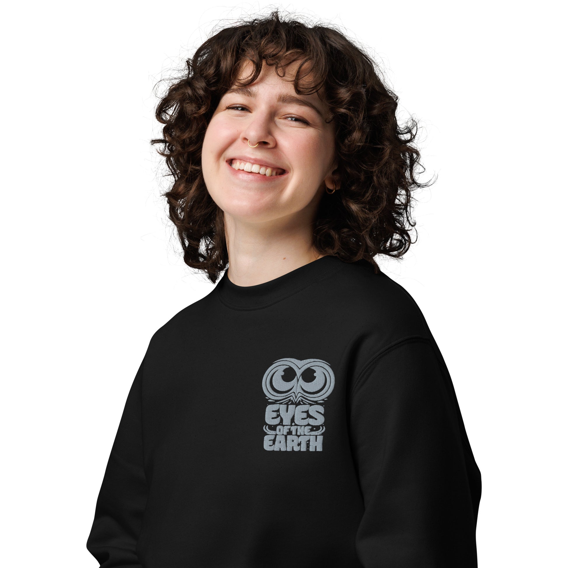Owl Unisex Eco Sweatshirt: 'Eyes of the Earth' in Fall | Sustainable Fashion USA Dudeily