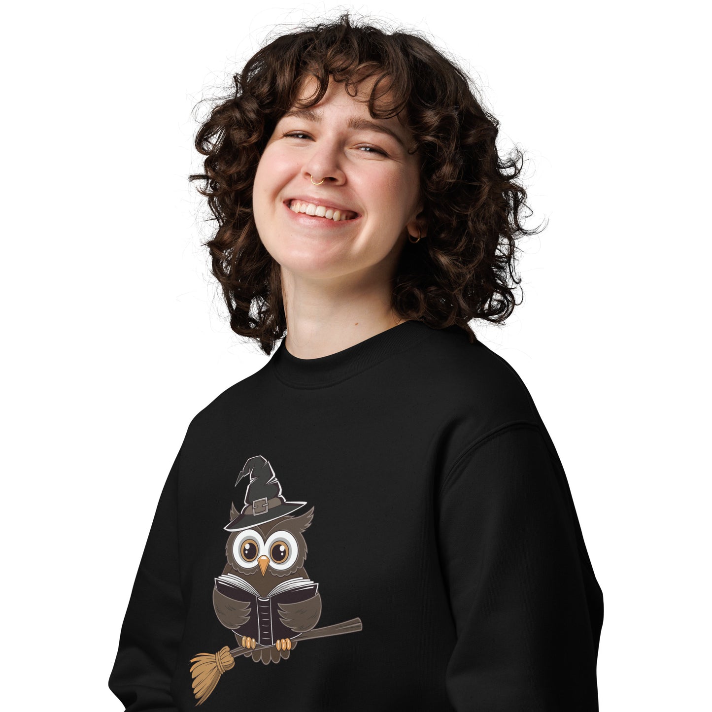 Unisex Eco Sweatshirt: Halloween Owl Cozy Sustainable Style USA Dudeily