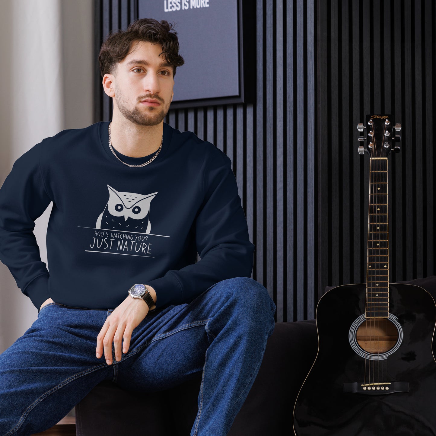 Unisex Eco Sweatshirt: 'Stay Cozy Hoot Loud' in Fall | Eco-Friendly Owl Apparel USA Dudeily