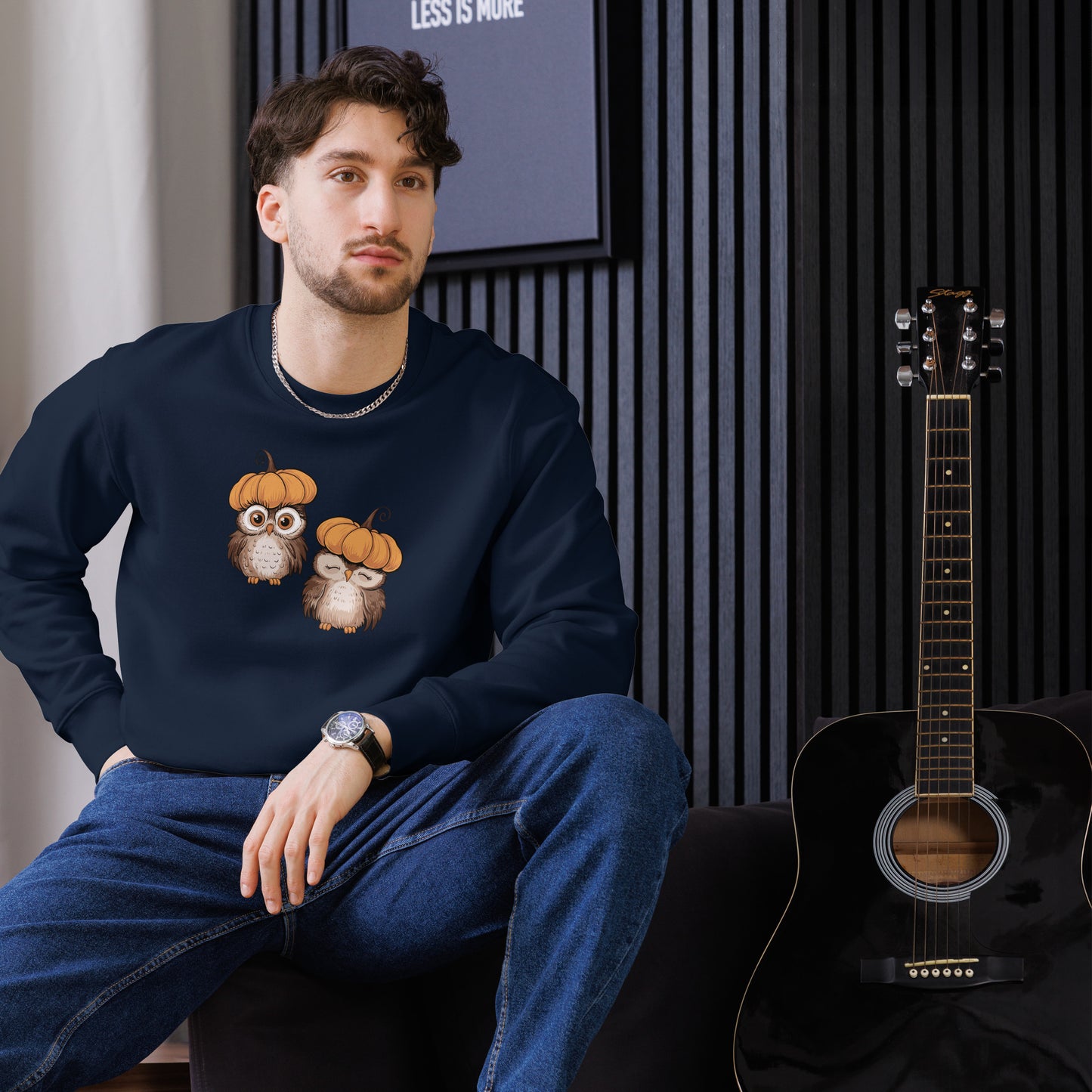 Unisex Eco Sweatshirt: Halloween Owl Sustainable & Cozy Style USA Dudeily