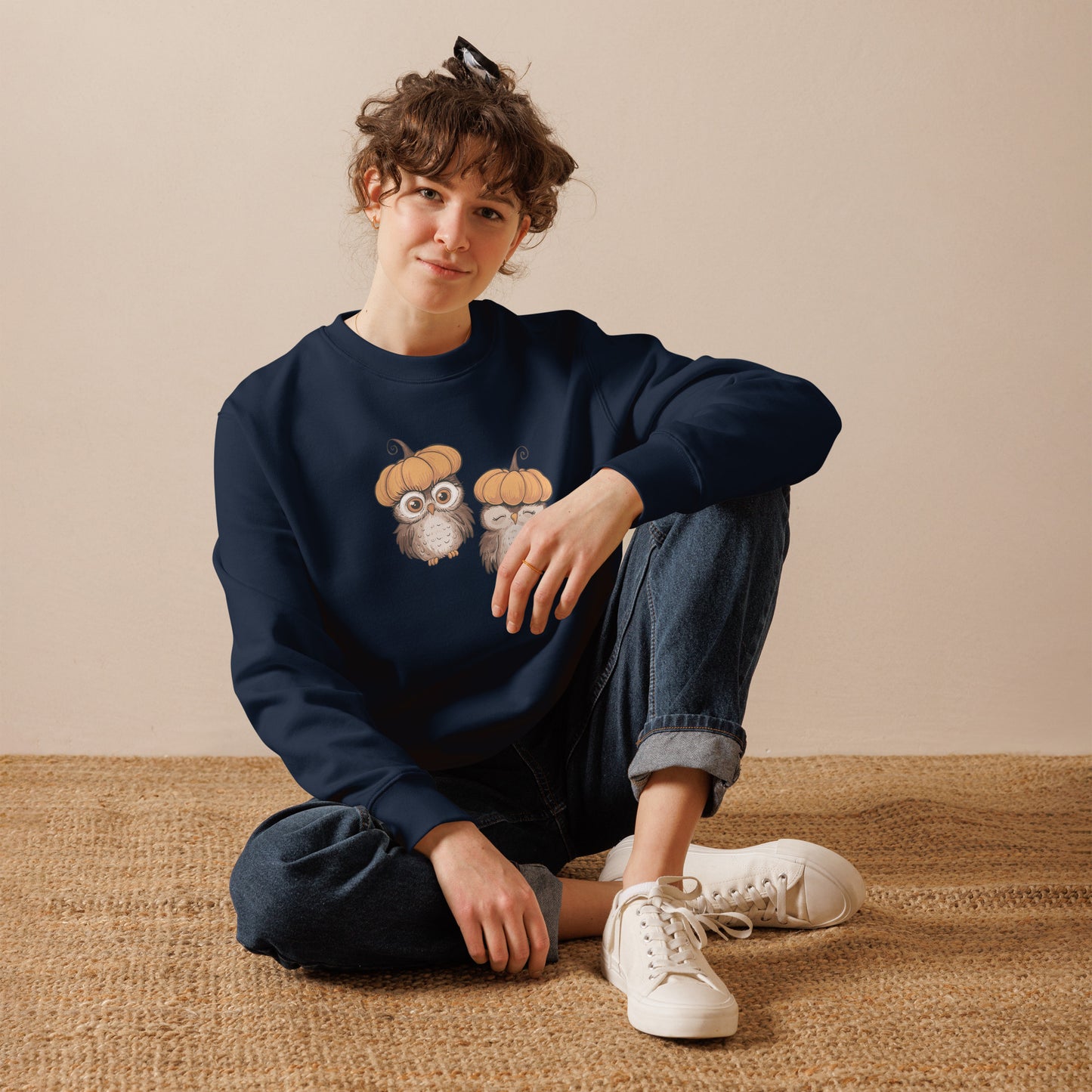 Unisex Eco Sweatshirt: Halloween Owl Sustainable Cozy Style USA Dudeily