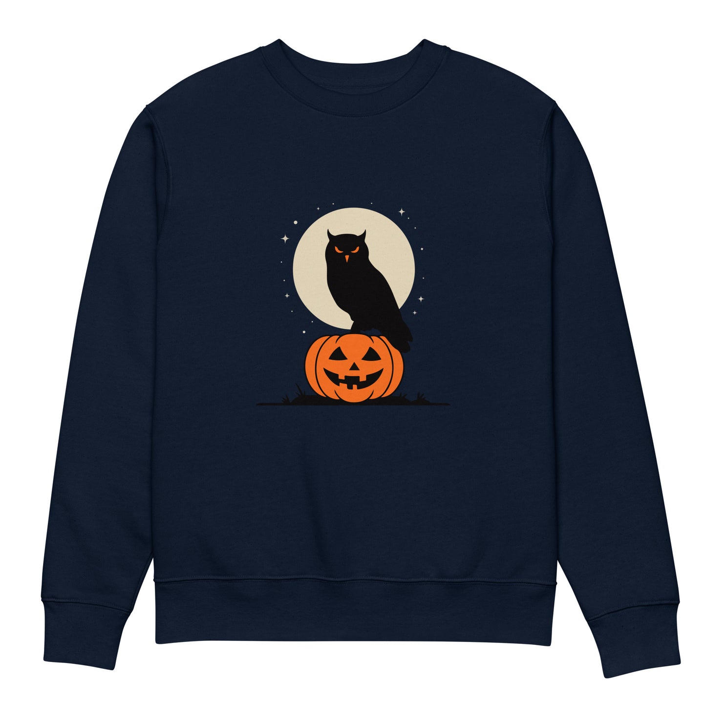 Unisex Eco Sweatshirt: Halloween Owl Cozy Sustainable Style USA Dudeily