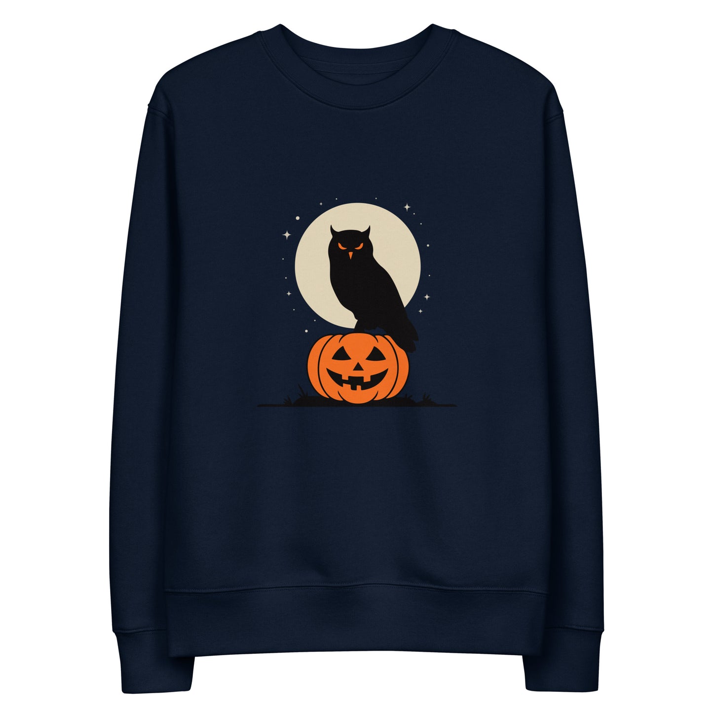 Unisex Eco Sweatshirt: Halloween Owl Cozy Sustainable Style USA Dudeily