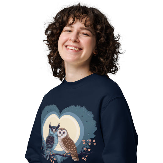 Owl-Themed Unisex Eco Sweatshirt | Sustainable & Cozy Fashion Dudeily