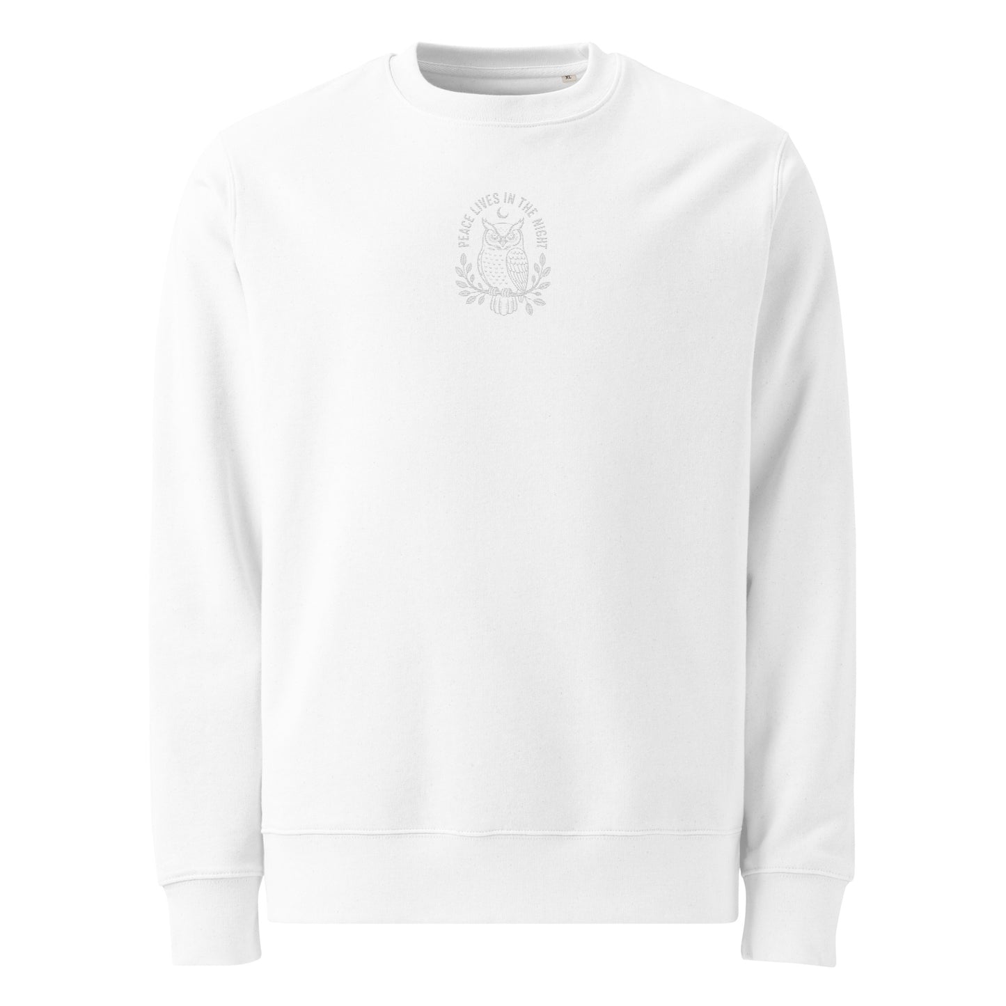 Owl Unisex Eco Sweatshirt – 'Peace Lives in the Night' in Fall | Sustainable Fashion USA Dudeily