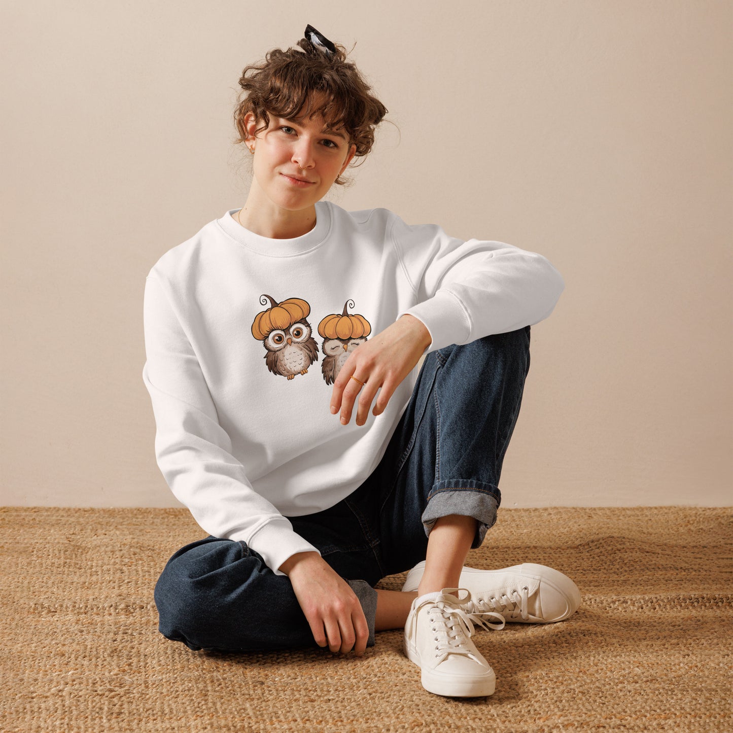 Unisex Eco Sweatshirt: Halloween Owl Sustainable Cozy Style USA Dudeily