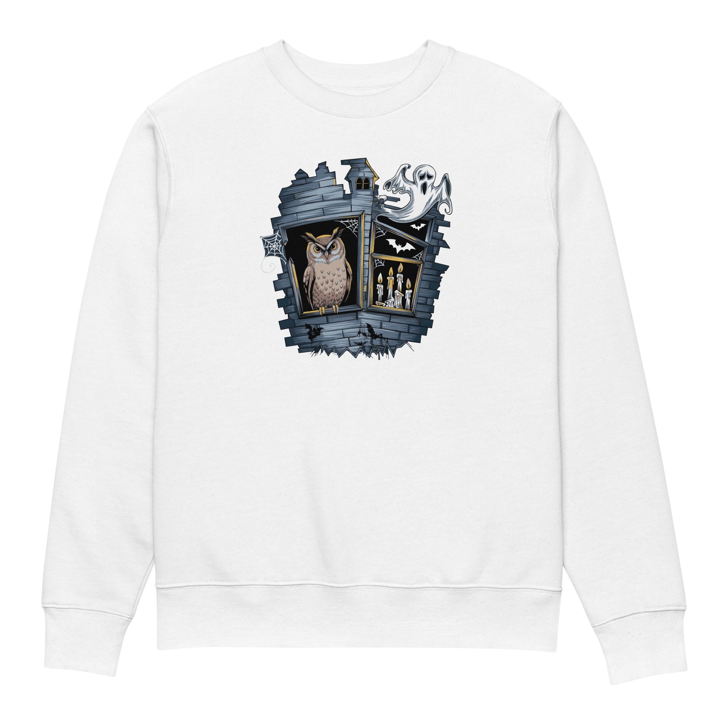 Unisex Eco Sweatshirt: Halloween Owl Cozy Sustainable Style USA Dudeily