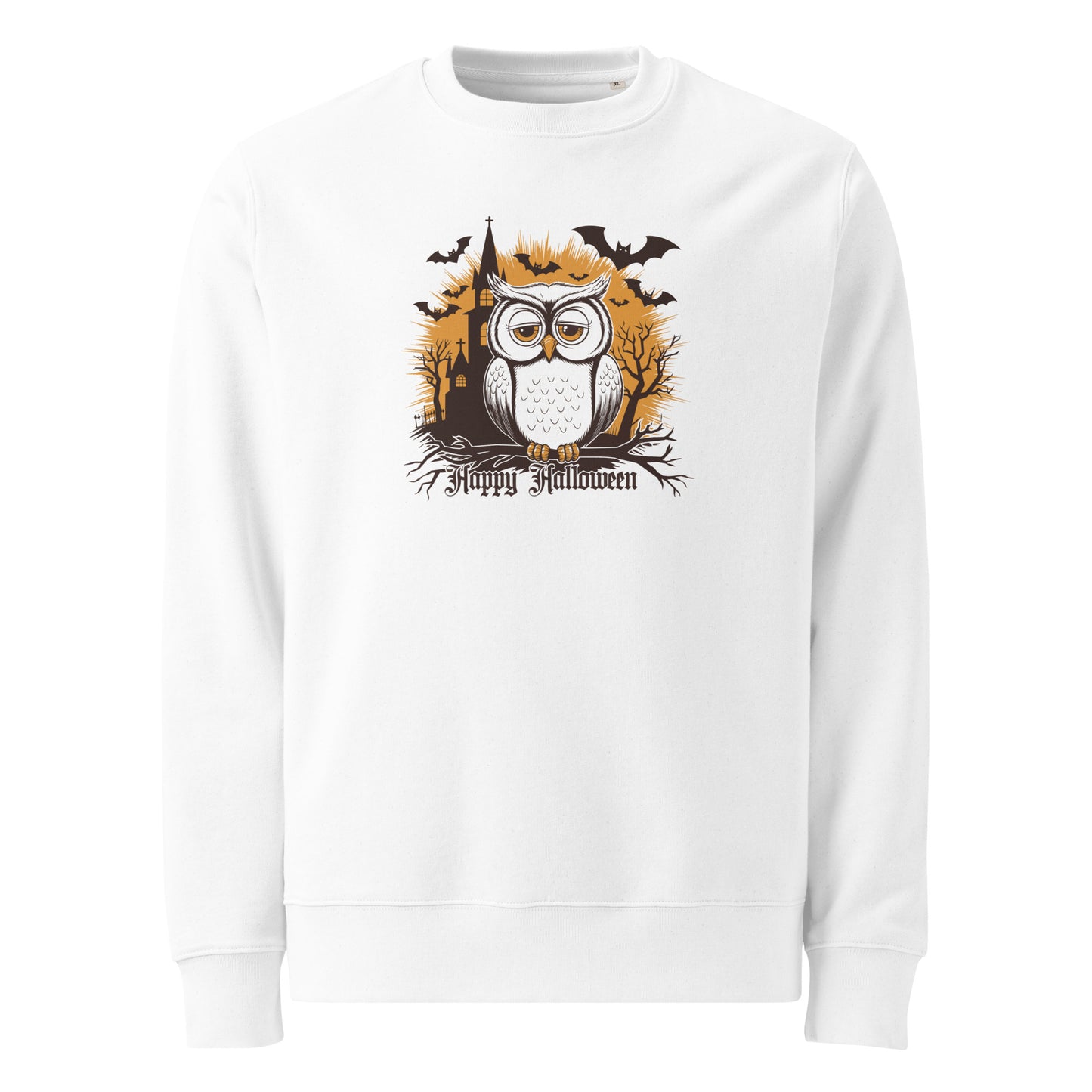 Unisex Eco Sweatshirt: Halloween Owl Cozy Sustainable Style USA Dudeily