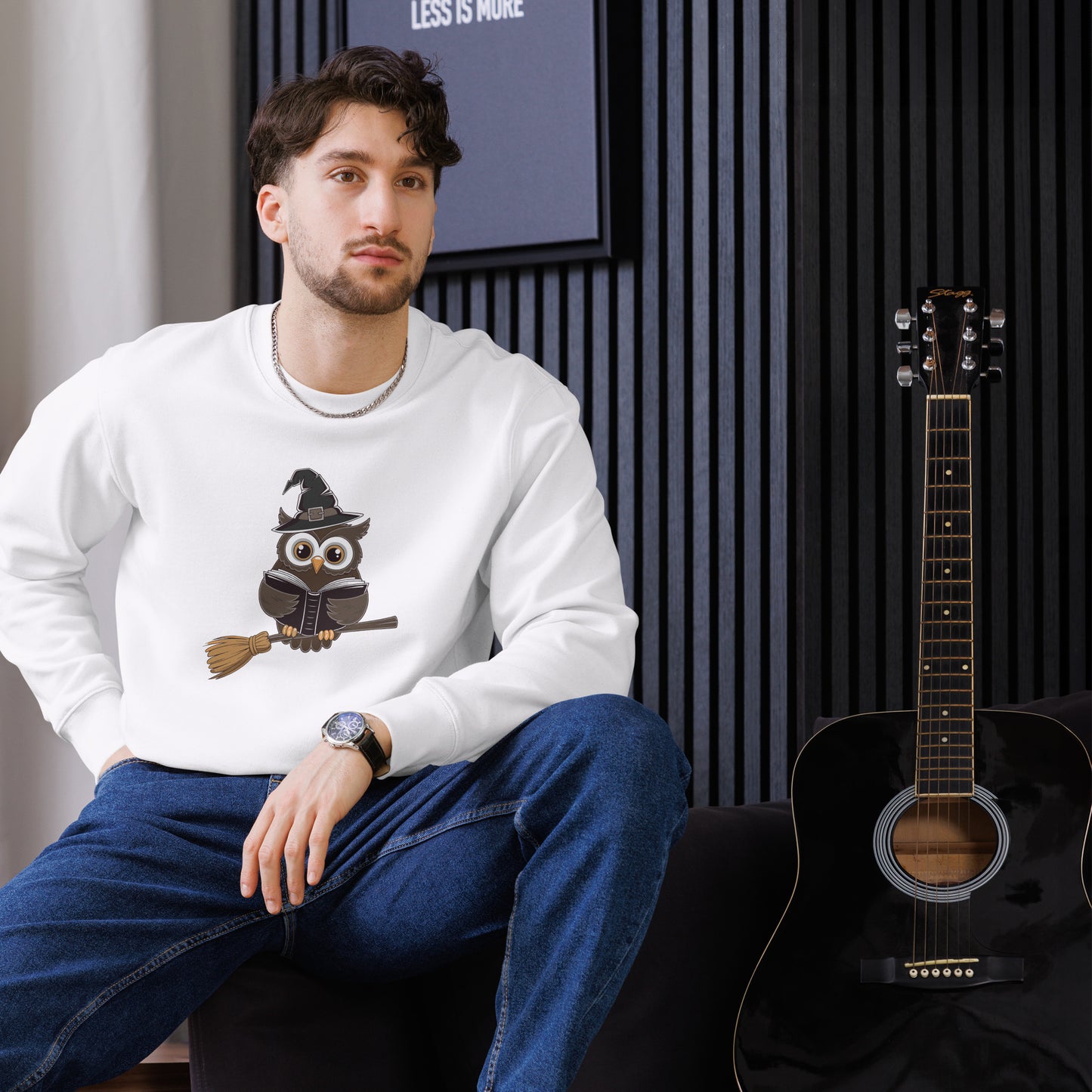 Unisex Eco Sweatshirt: Halloween Owl Cozy Sustainable Style USA Dudeily