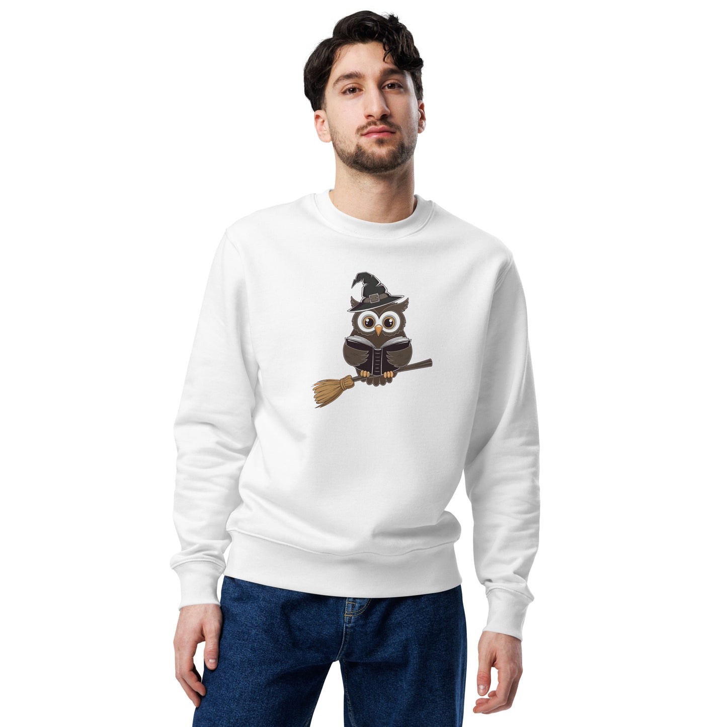 Unisex Eco Sweatshirt: Halloween Owl Cozy Sustainable Style USA Dudeily