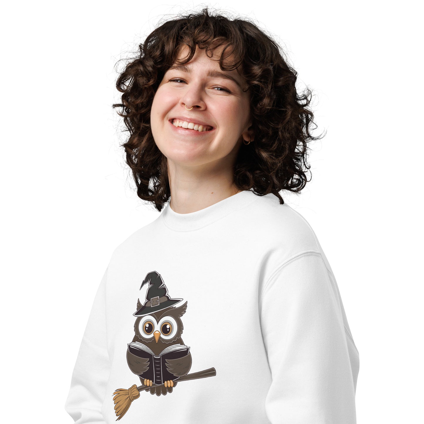 Unisex Eco Sweatshirt: Halloween Owl Cozy Sustainable Style USA Dudeily