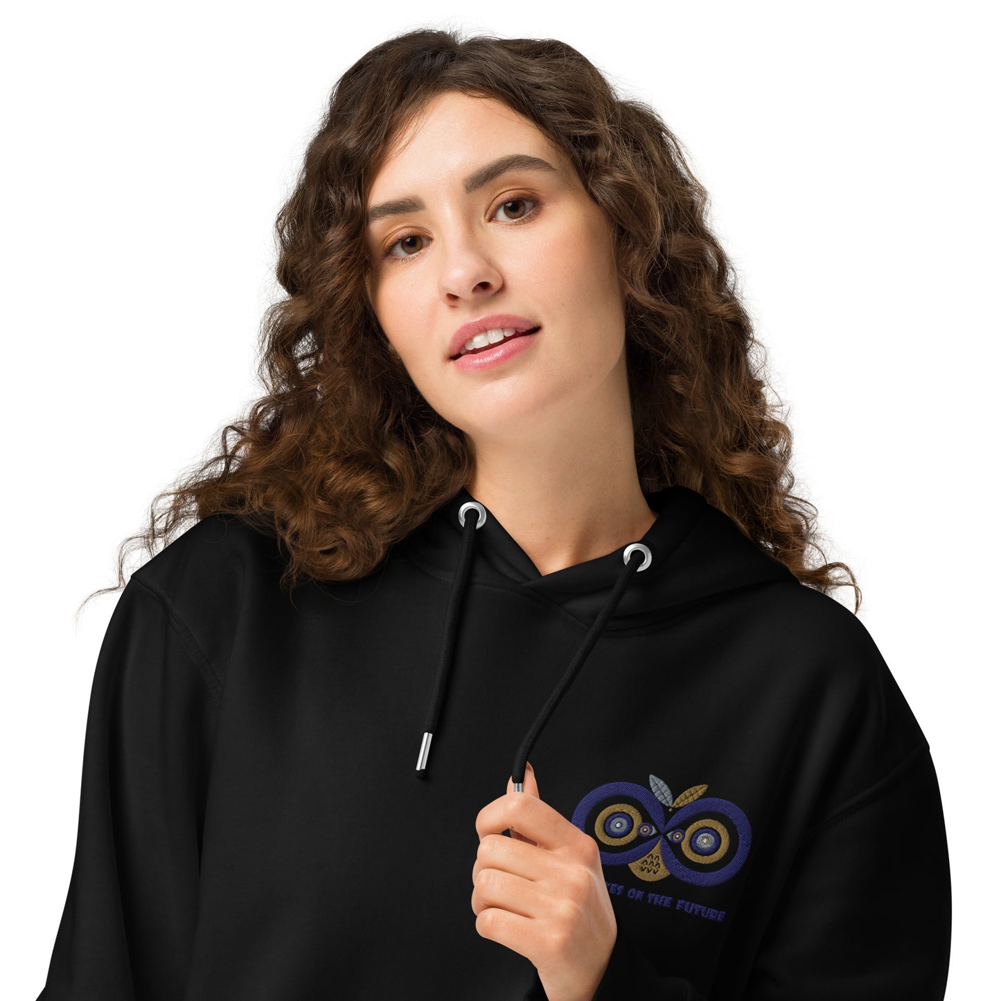 Unisex Essential Organic Hoodie: Owl Eyes on the Future | Owl Embroidered Eco-Friendly Fashion Dudeily