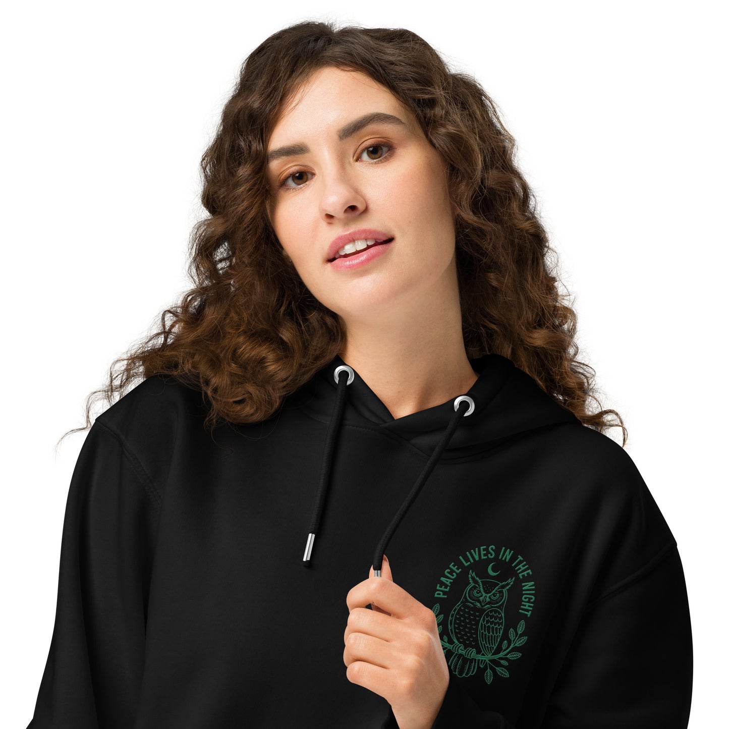 Owl Unisex Essential Organic Hoodie-'Peace Lives in the Night' in Fall | Sustainable Fashion Dudeily