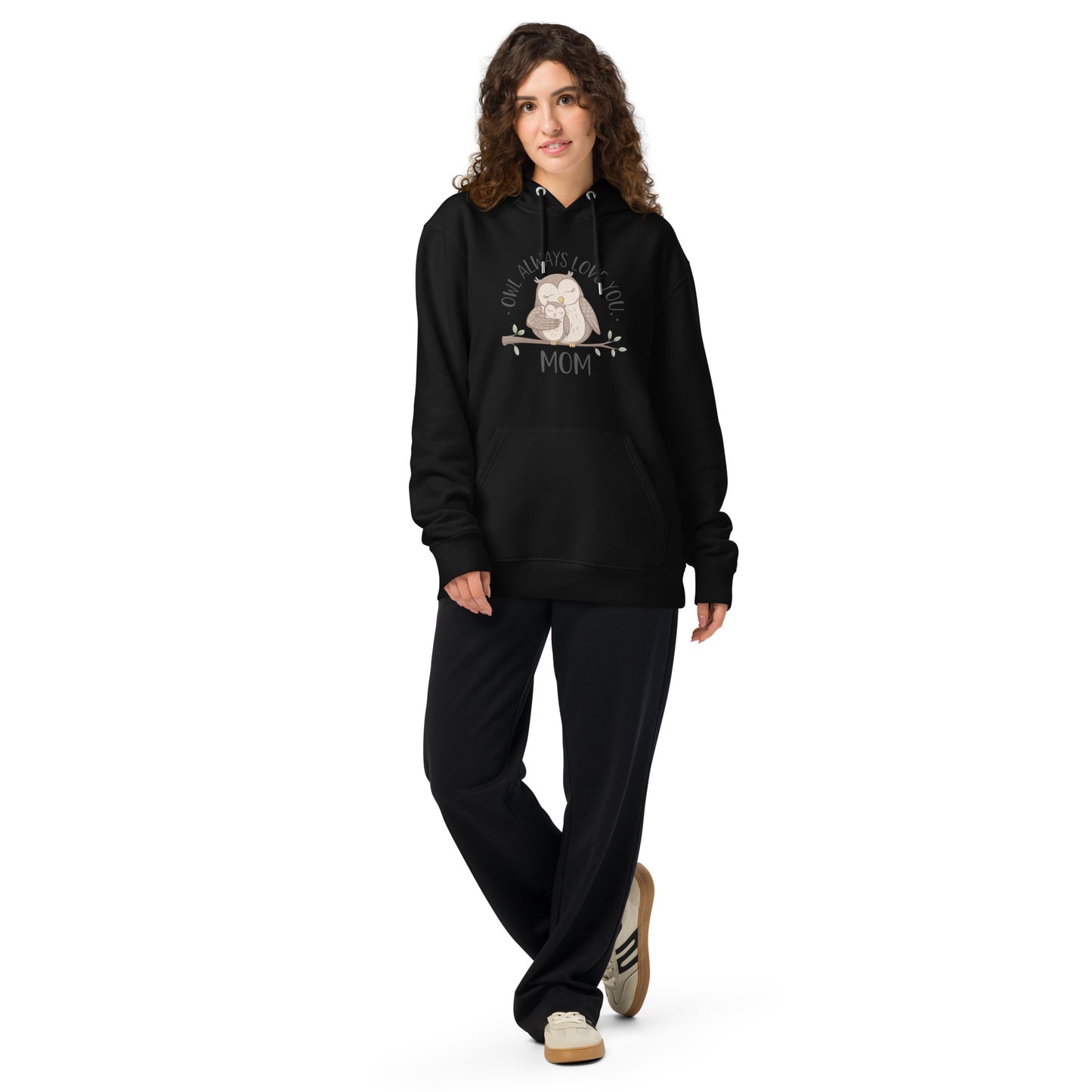Unisex Essential Organic Hoodie – Sustainable Owl-Themed Pullover for Comfort & Style Black Dudeily