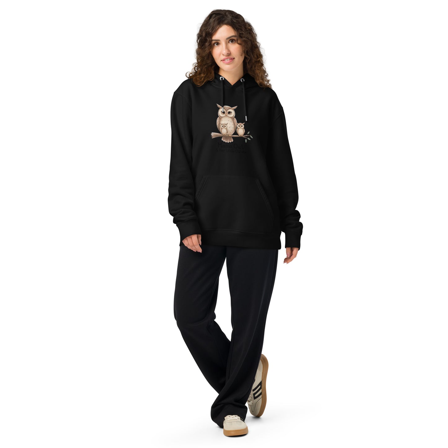Unisex Essential Organic Hoodie – Owl-Themed Eco-Friendly & Sustainable Black Dudeily