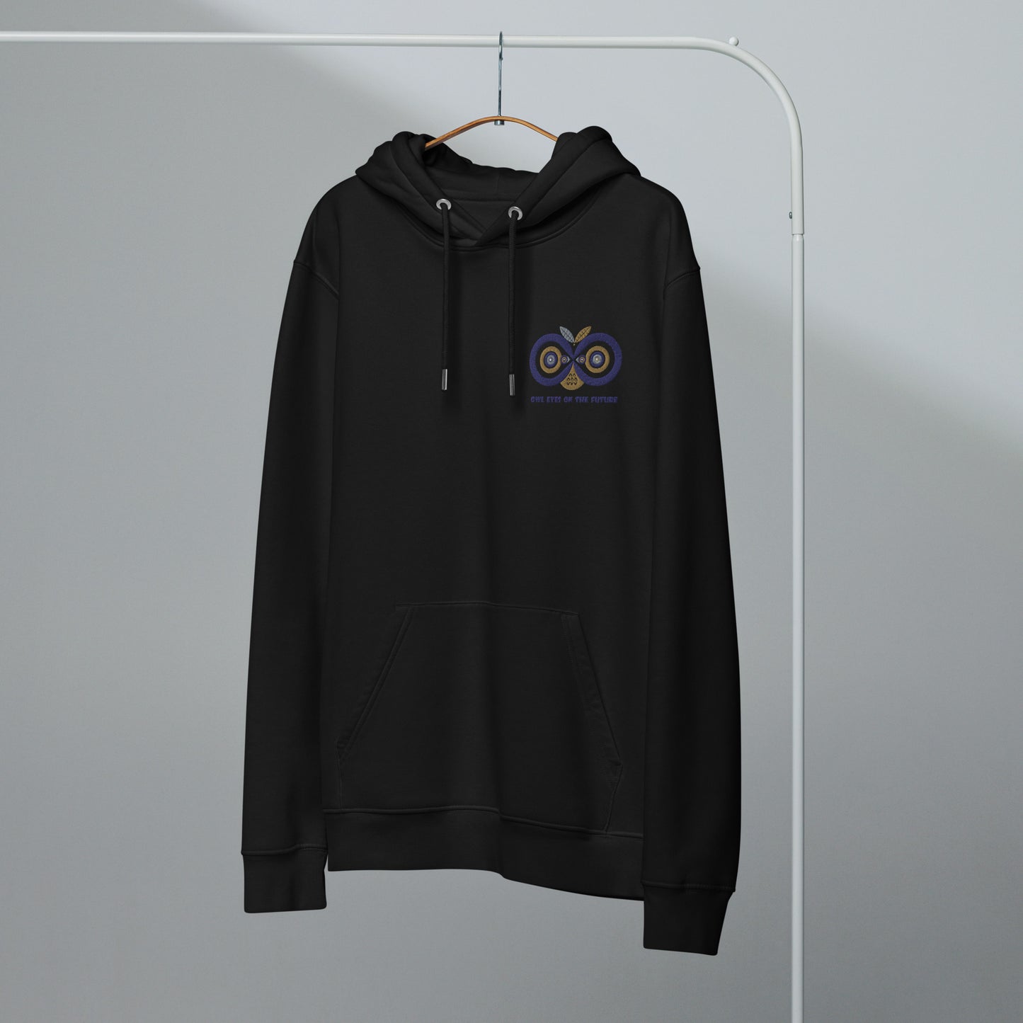Unisex Essential Organic Hoodie: Owl Eyes on the Future | Owl Embroidered Eco-Friendly Fashion Dudeily