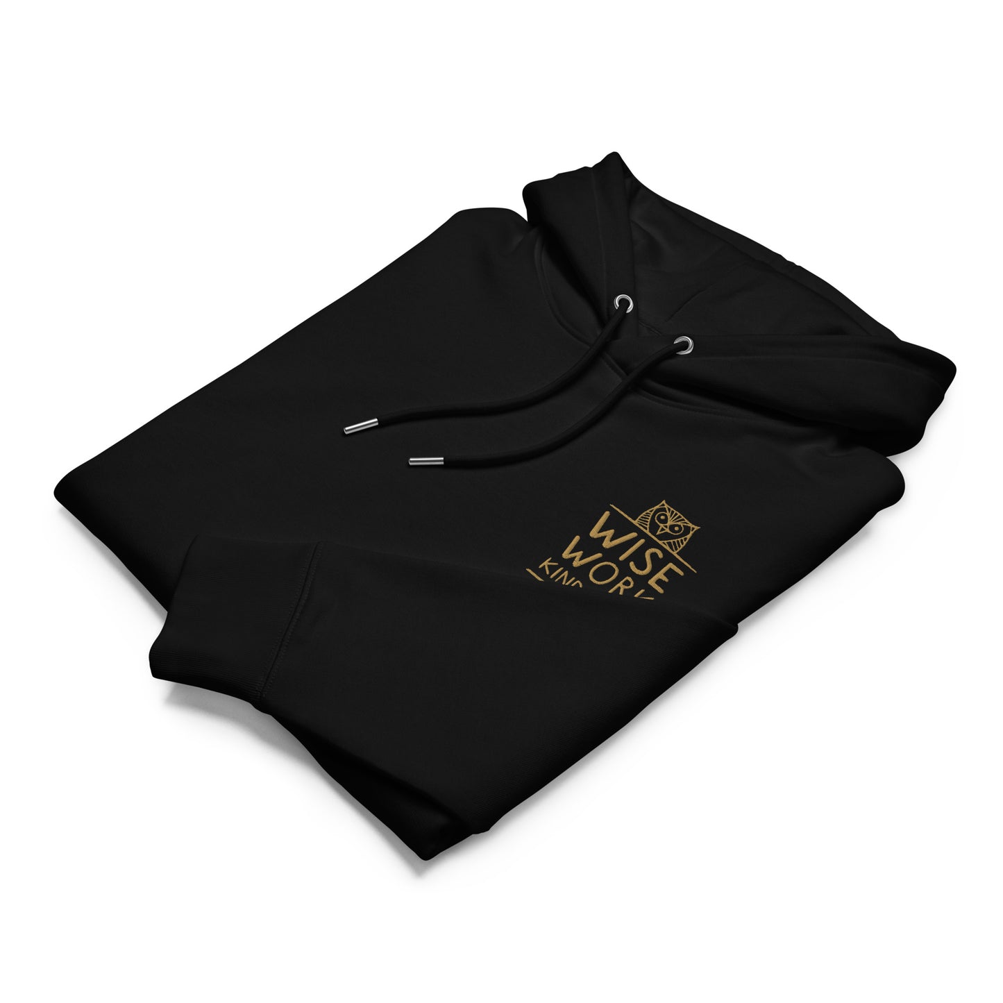 Unisex Essential Organic Hoodie: Wise Work, Kind Planet | Owl Embroidered Sustainable Fashion Dudeily