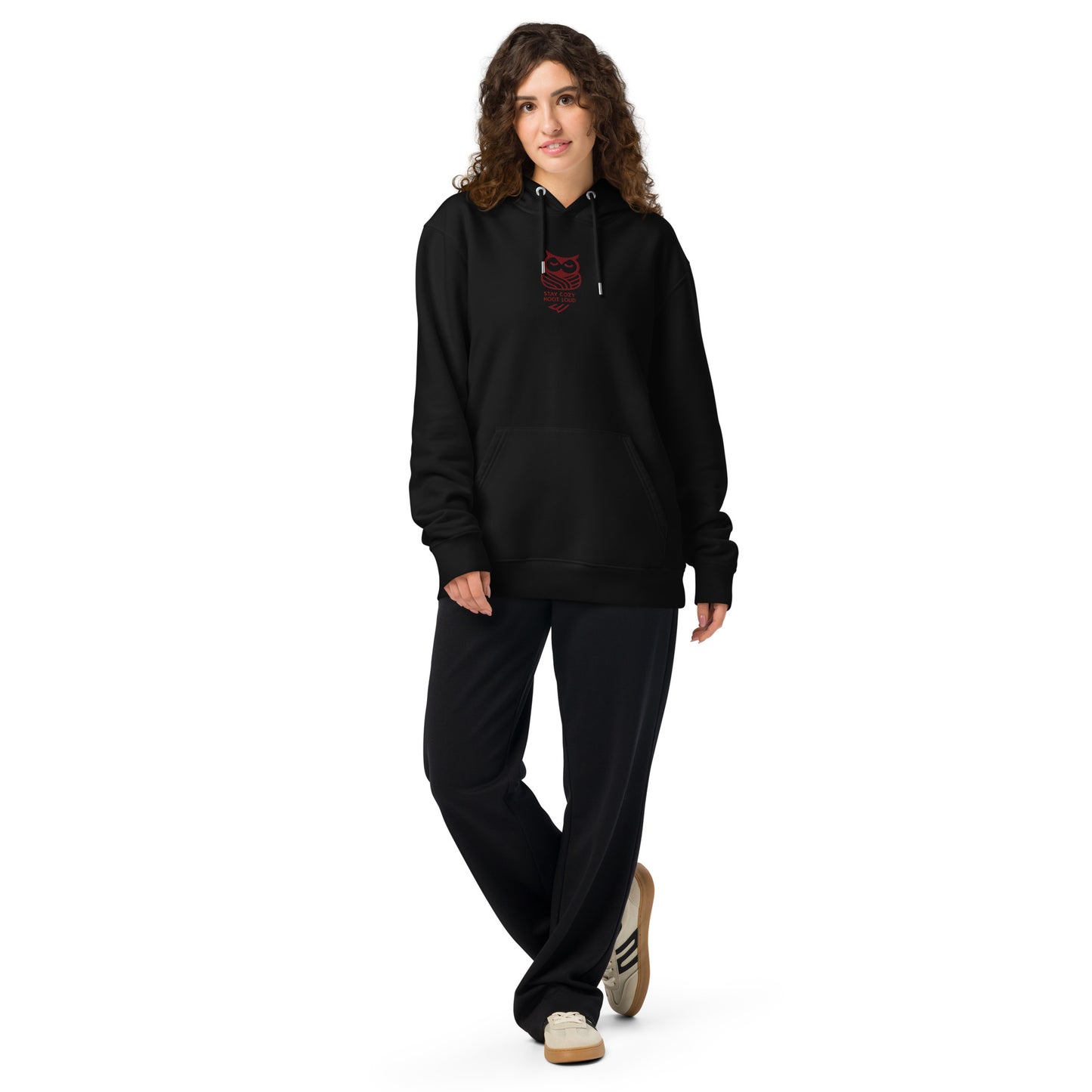 Sustainable Fashion USA-Owl Unisex Essential Organic Hoodie: 'Stay Cozy Hoot Loud' in Fall Dudeily