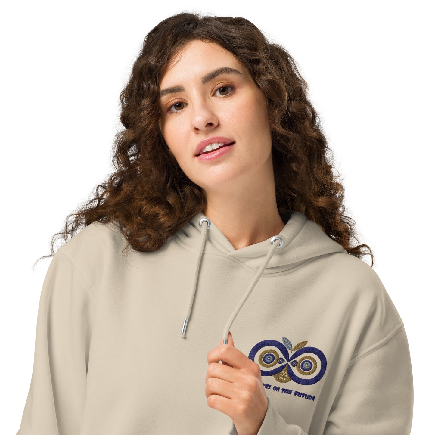 Unisex Essential Organic Hoodie: Owl Eyes on the Future | Owl Embroidered Eco-Friendly Fashion Dudeily