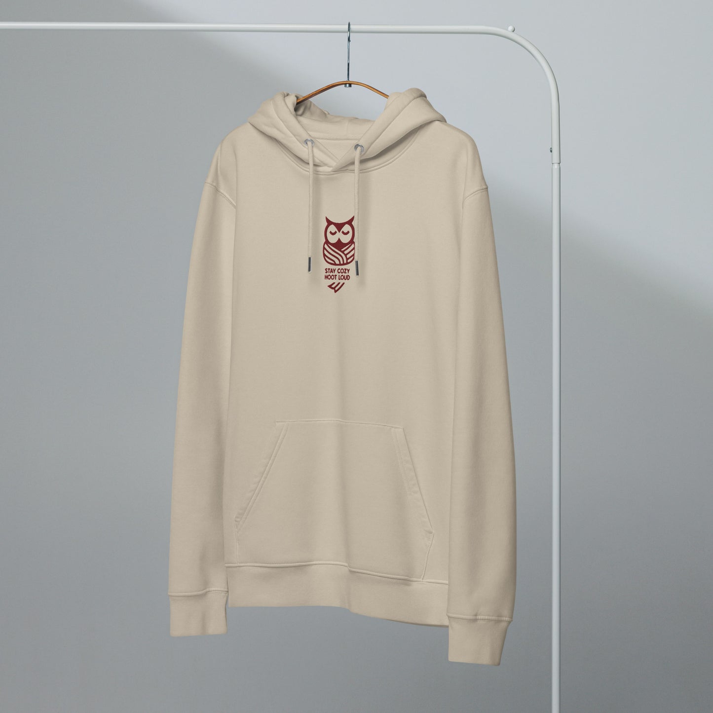 Sustainable Fashion USA-Owl Unisex Essential Organic Hoodie: 'Stay Cozy Hoot Loud' in Fall Dudeily
