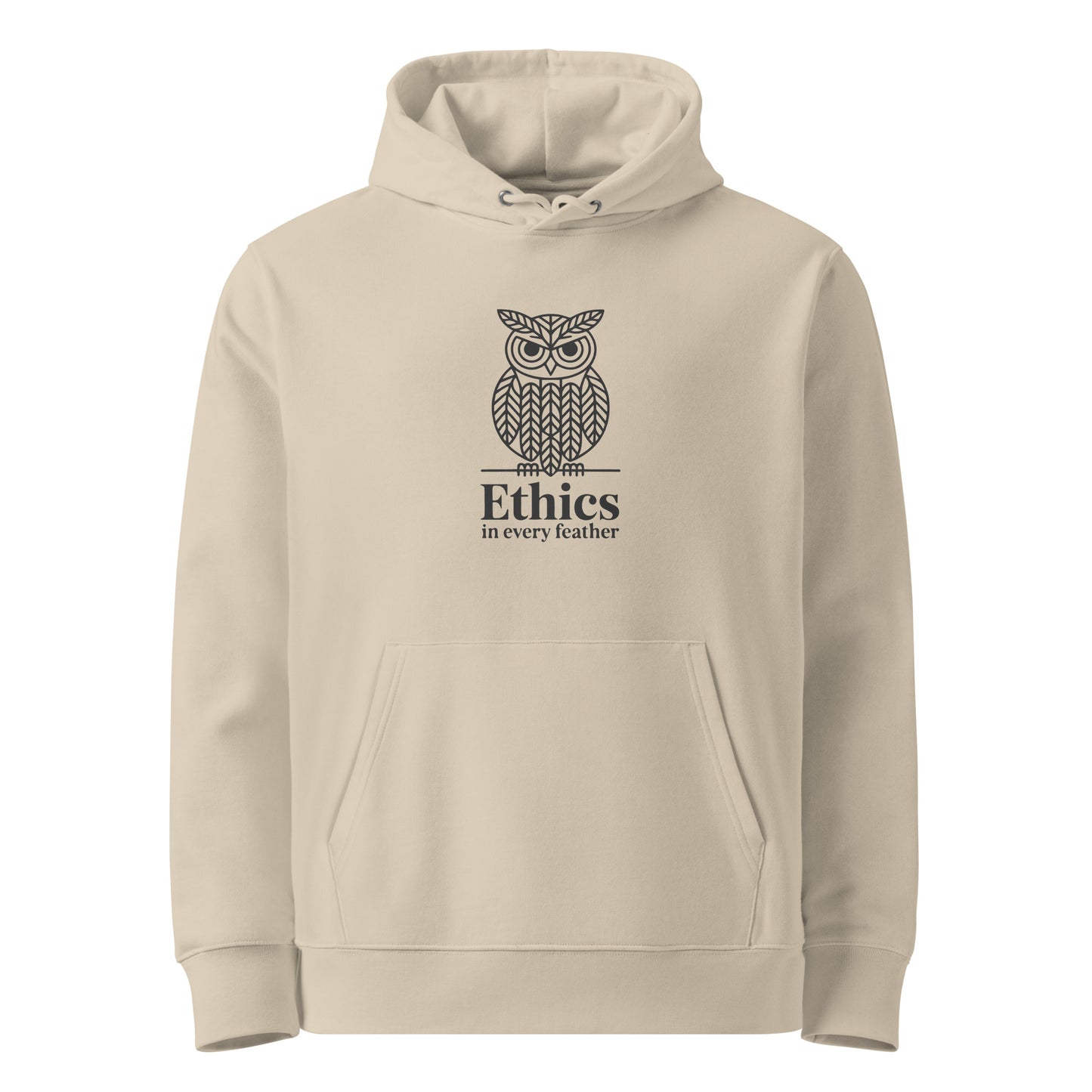 Unisex Essential Organic Hoodie: 'Ethics in Every Feather' | Sustainable Owl Fashion USA Dudeily