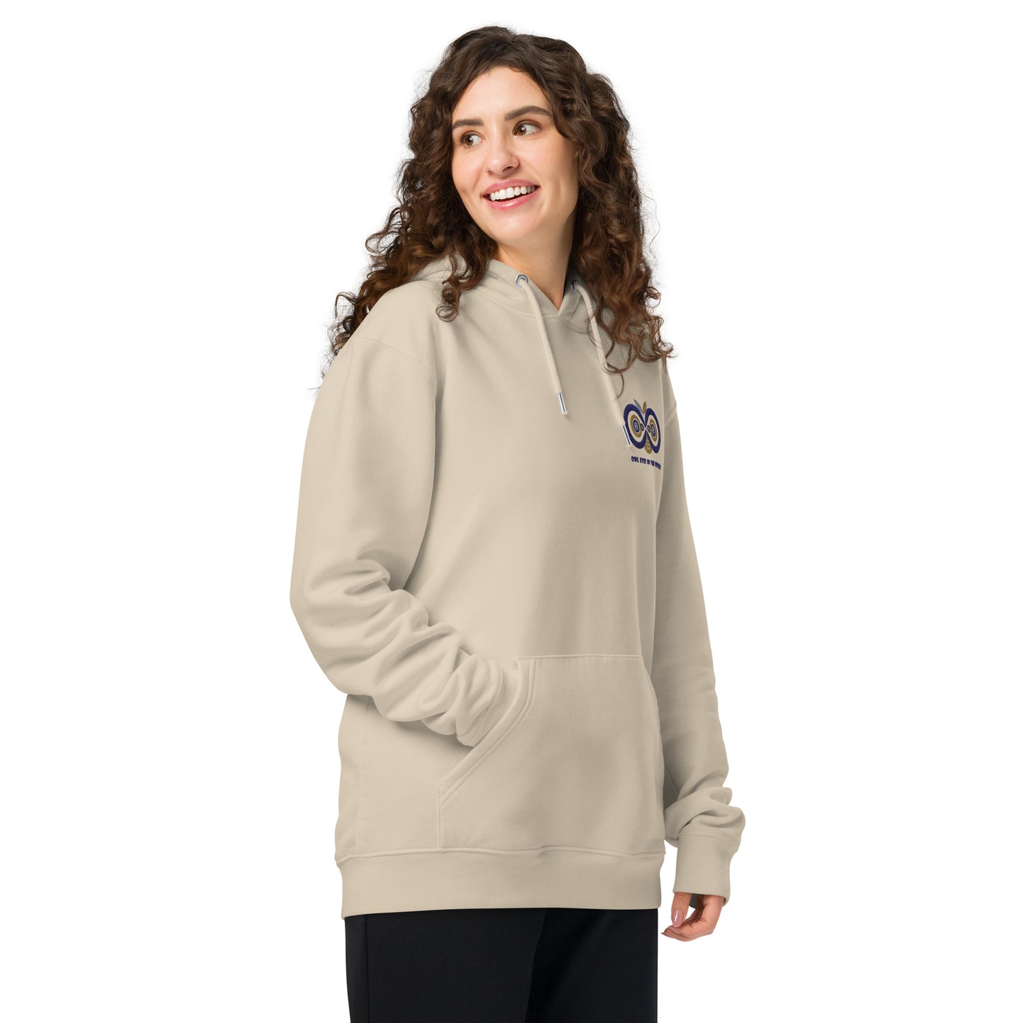 Unisex Essential Organic Hoodie: Owl Eyes on the Future | Owl Embroidered Eco-Friendly Fashion Dudeily