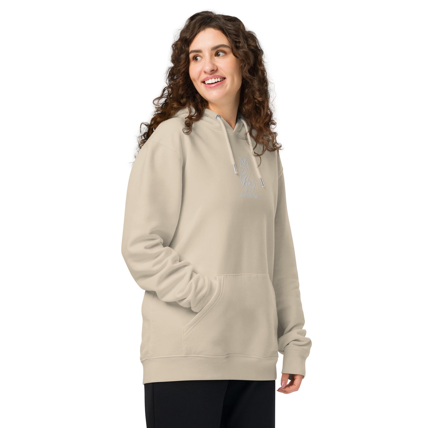 Owl Unisex Essential Organic Hoodie: 'Wisdom Flies Light' in Fall | Sustainable Fashion Dudeily