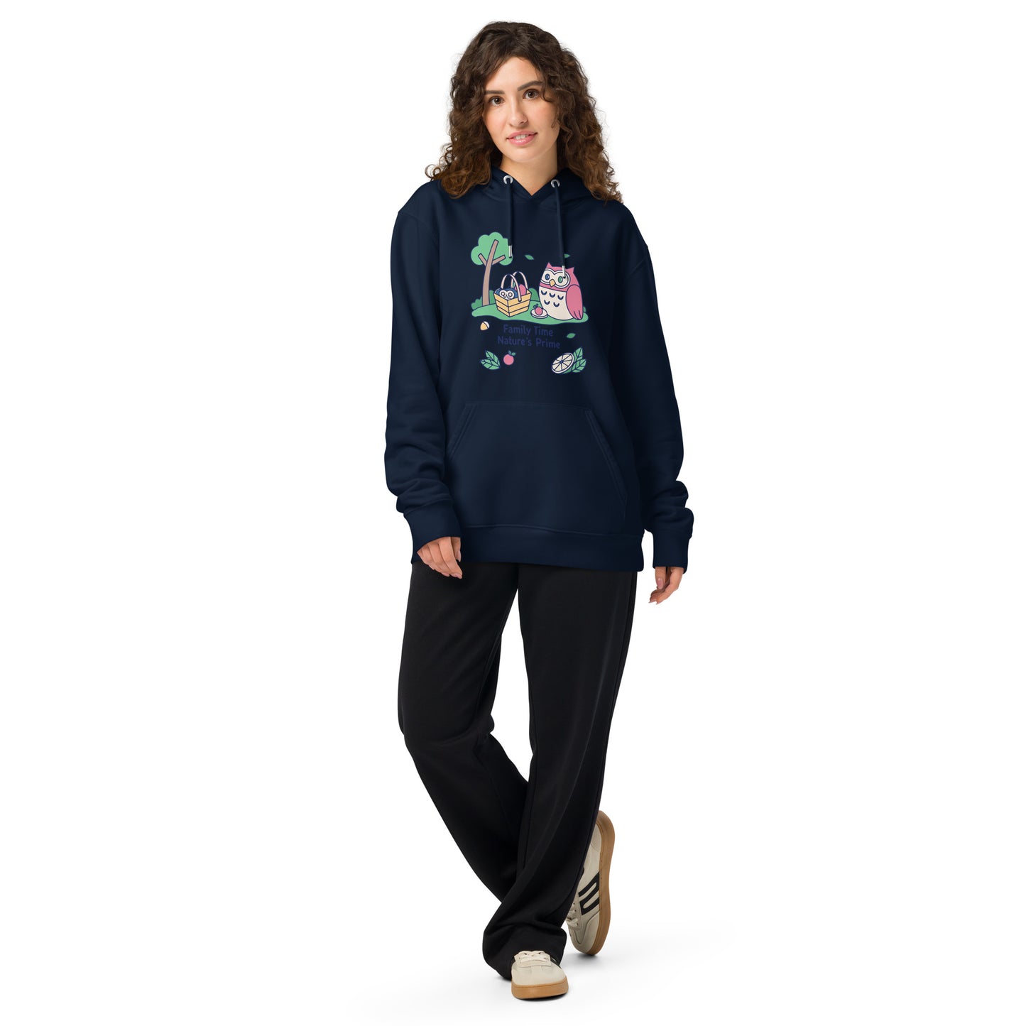 Unisex Essential Organic Hoodie – OwlNest Sustainable Fashion for Cozy Family Day Moments French Navy Dudeily