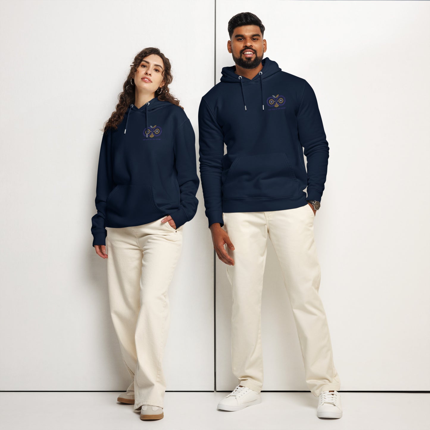 Unisex Essential Organic Hoodie: Owl Eyes on the Future | Owl Embroidered Eco-Friendly Fashion Dudeily