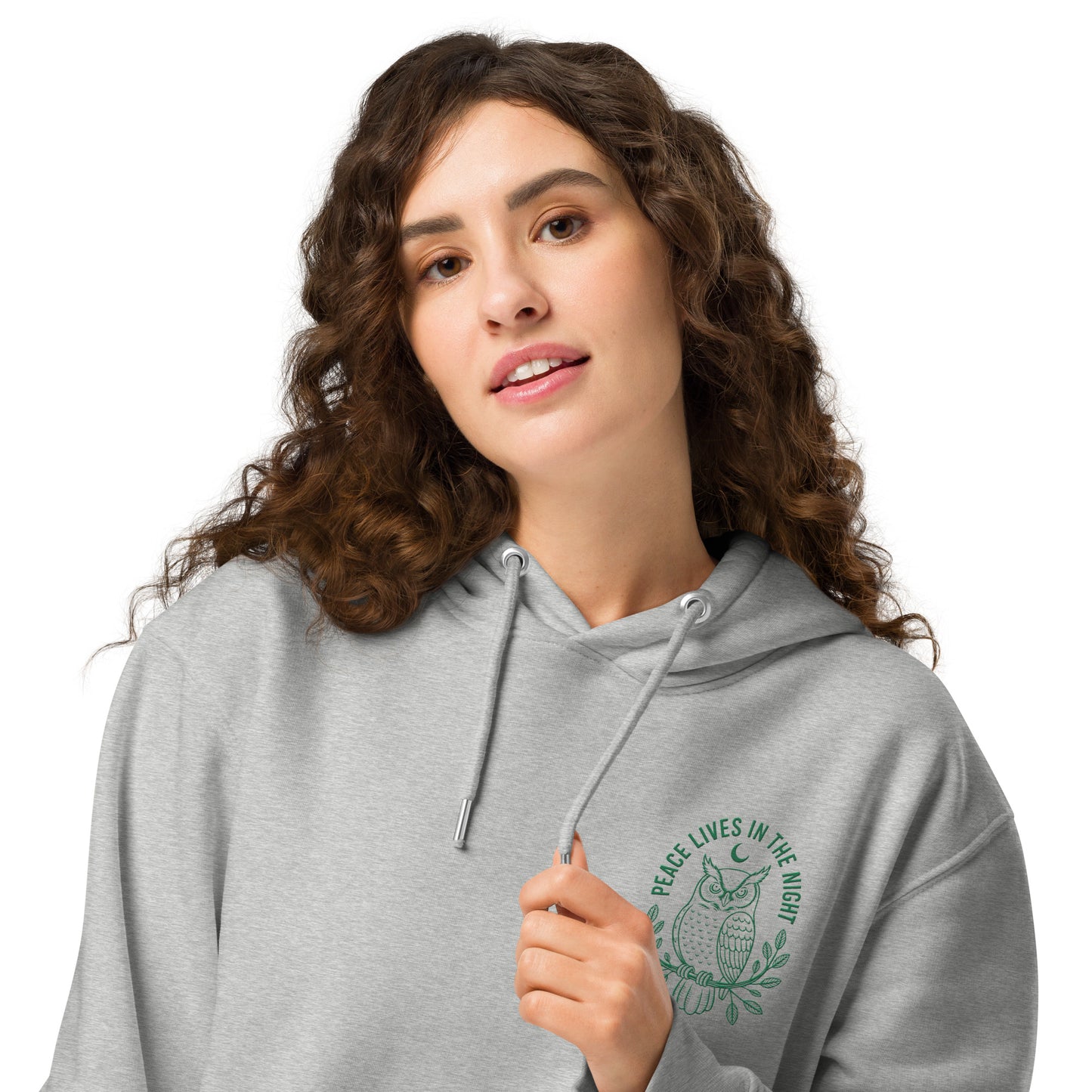 Owl Unisex Essential Organic Hoodie-'Peace Lives in the Night' in Fall | Sustainable Fashion Dudeily