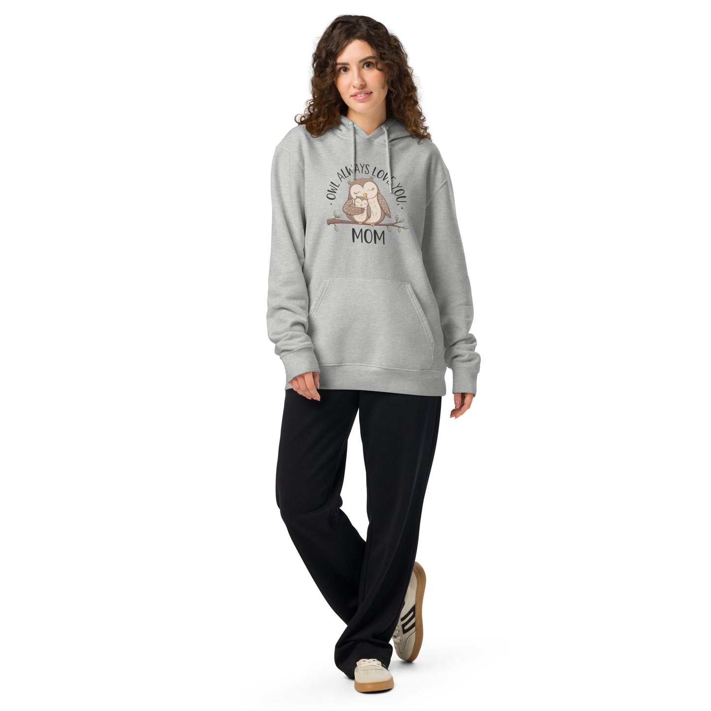 Unisex Essential Organic Hoodie – Sustainable Owl-Themed Pullover for Comfort & Style Heather Grey Dudeily