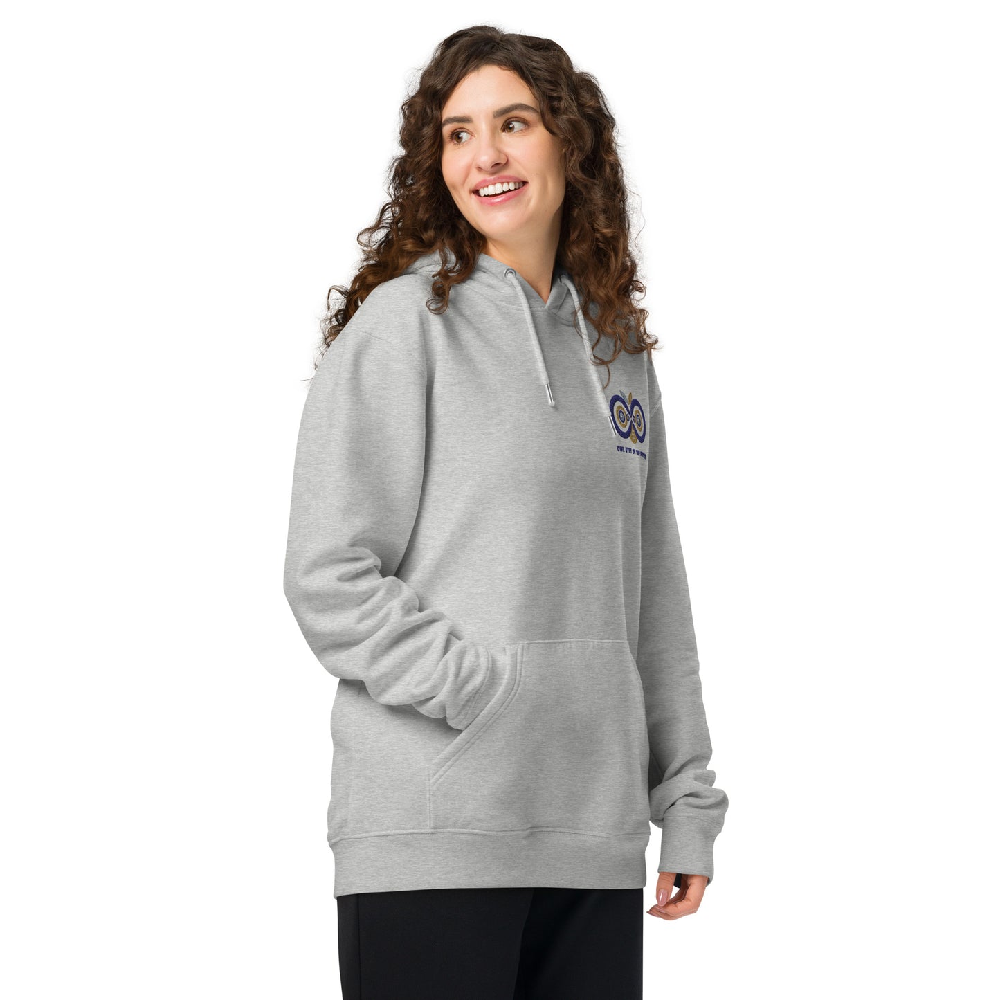 Unisex Essential Organic Hoodie: Owl Eyes on the Future | Owl Embroidered Eco-Friendly Fashion Dudeily