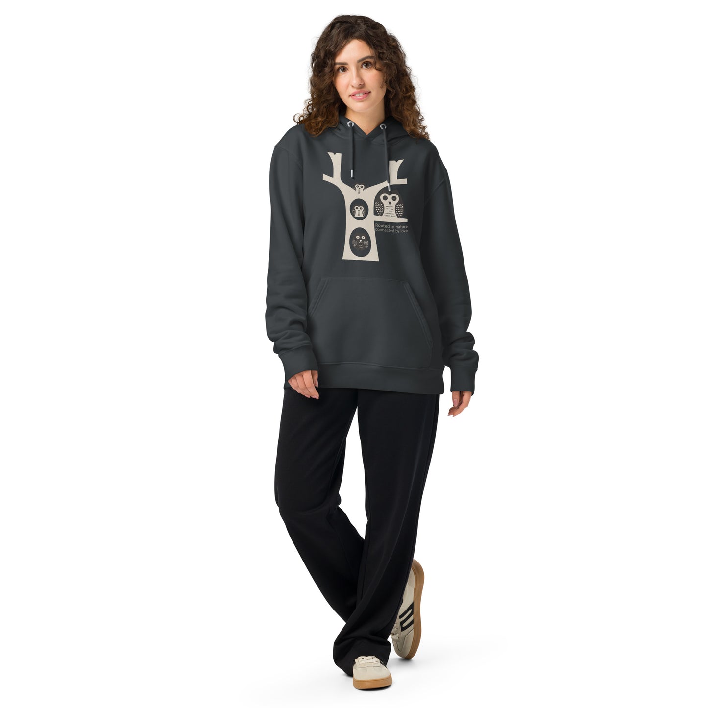 OwlNest Unisex Essential Organic Hoodie – Sustainable Fashion USA | Family Day Edition India Ink Grey Dudeily