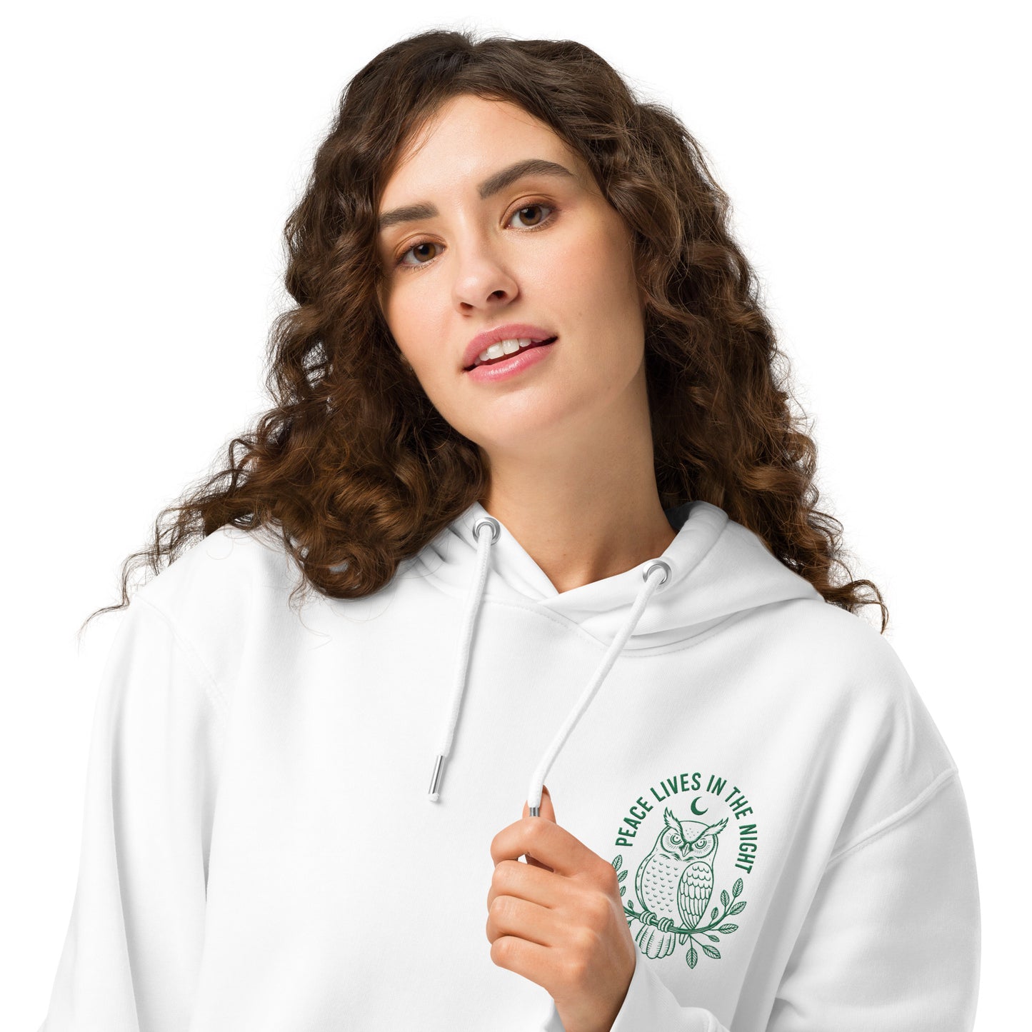 Owl Unisex Essential Organic Hoodie-'Peace Lives in the Night' in Fall | Sustainable Fashion Dudeily