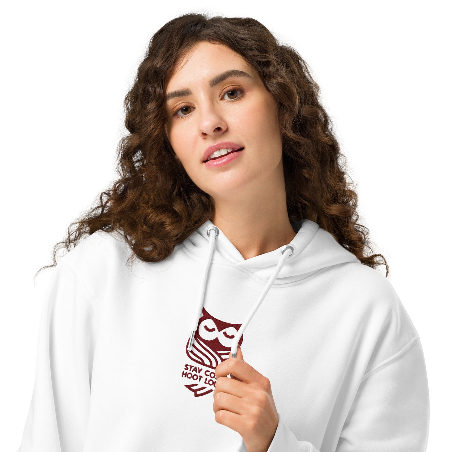 Sustainable Fashion USA-Owl Unisex Essential Organic Hoodie: 'Stay Cozy Hoot Loud' in Fall White Dudeily