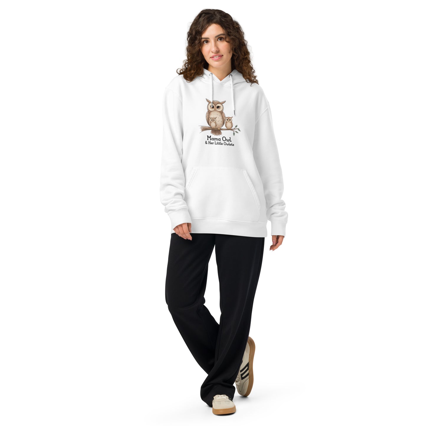 Unisex Essential Organic Hoodie – Owl-Themed Eco-Friendly & Sustainable White Dudeily
