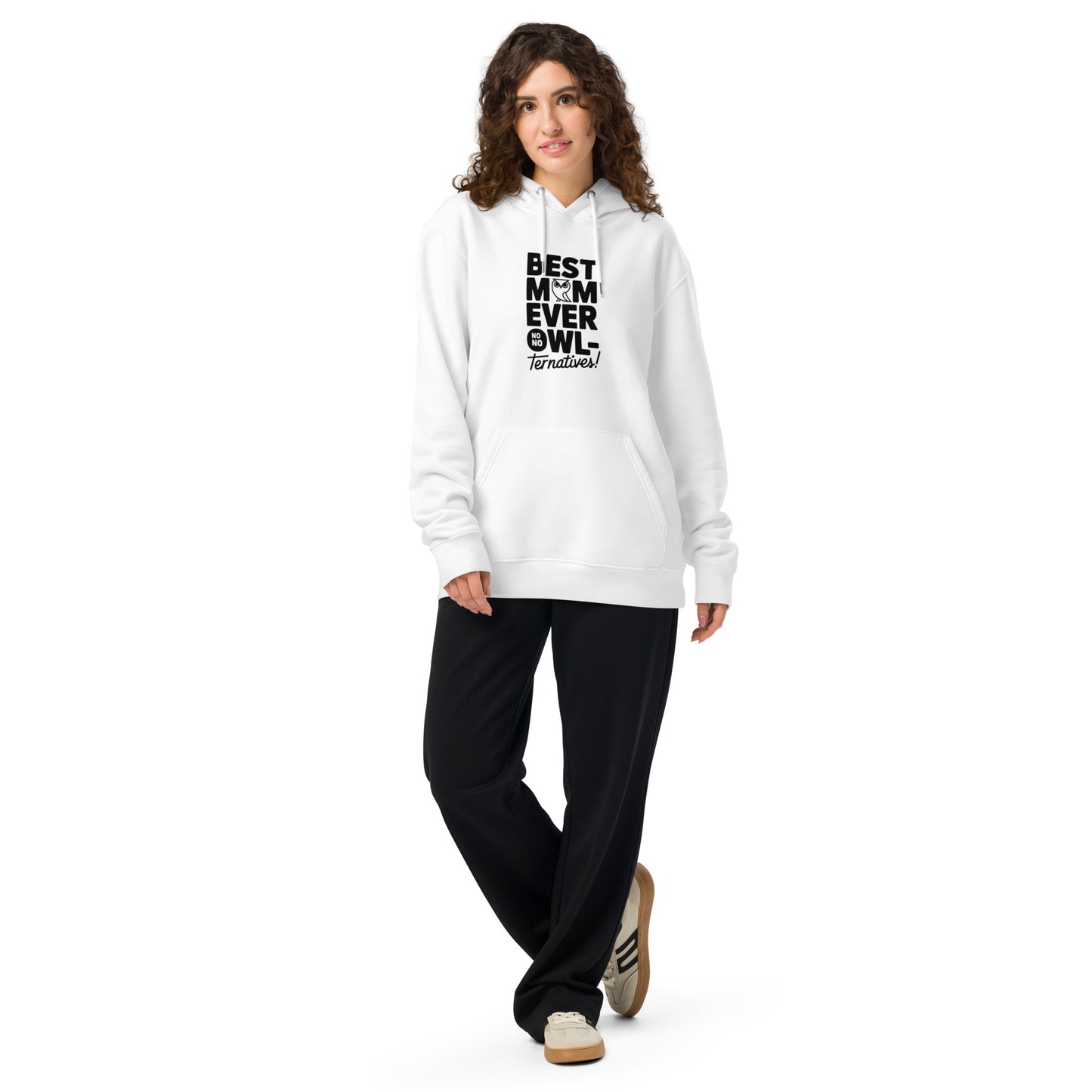 Unisex Essential Organic Hoodie – Owl-Themed Eco-Friendly Streetwear White Dudeily