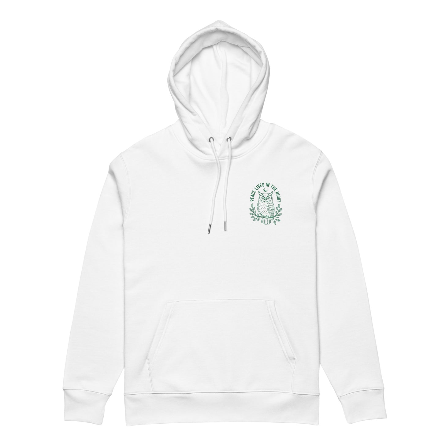 Owl Unisex Essential Organic Hoodie-'Peace Lives in the Night' in Fall | Sustainable Fashion Dudeily