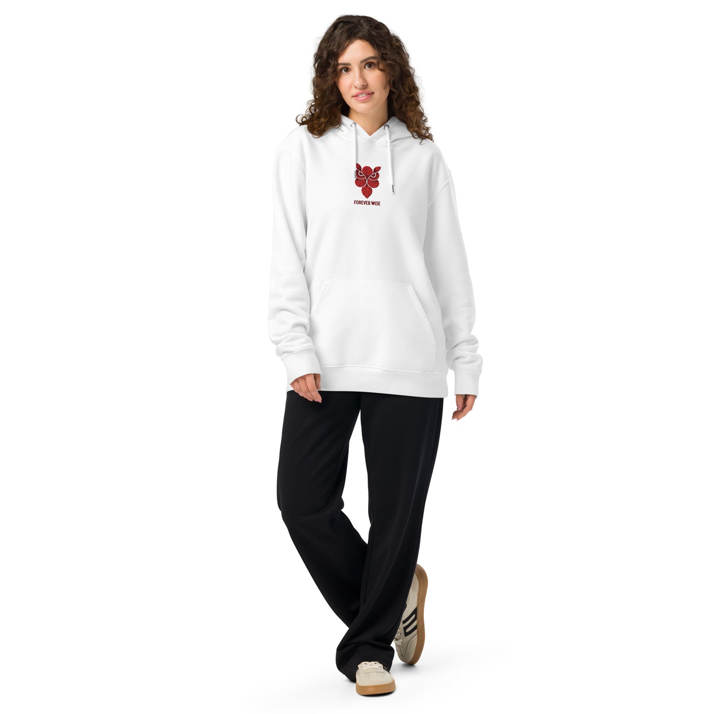 Owl Unisex Essential Organic Hoodie: 'Forever Wise' in Fall | Sustainable Fashion USA White Dudeily
