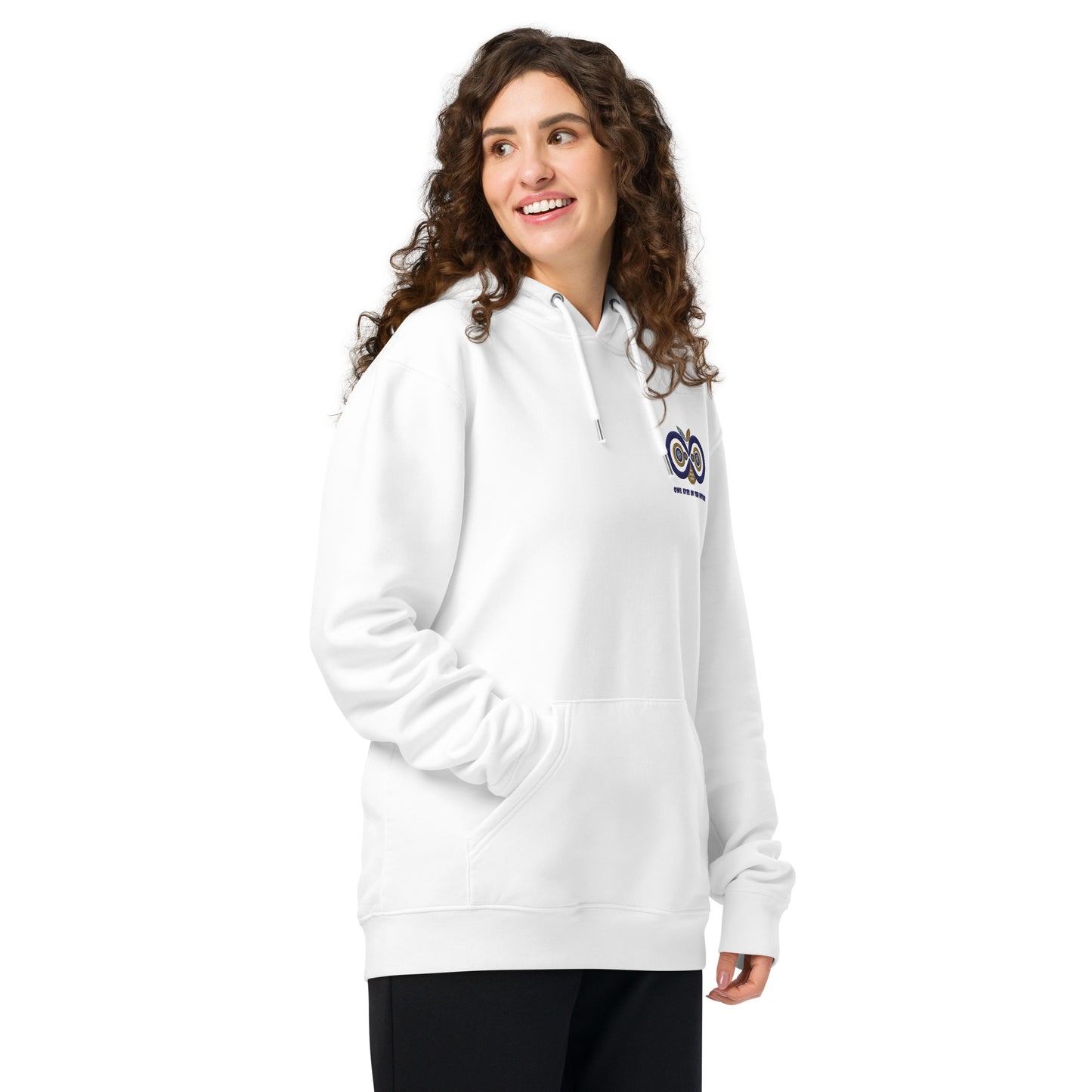 Unisex Essential Organic Hoodie: Owl Eyes on the Future | Owl Embroidered Eco-Friendly Fashion Dudeily