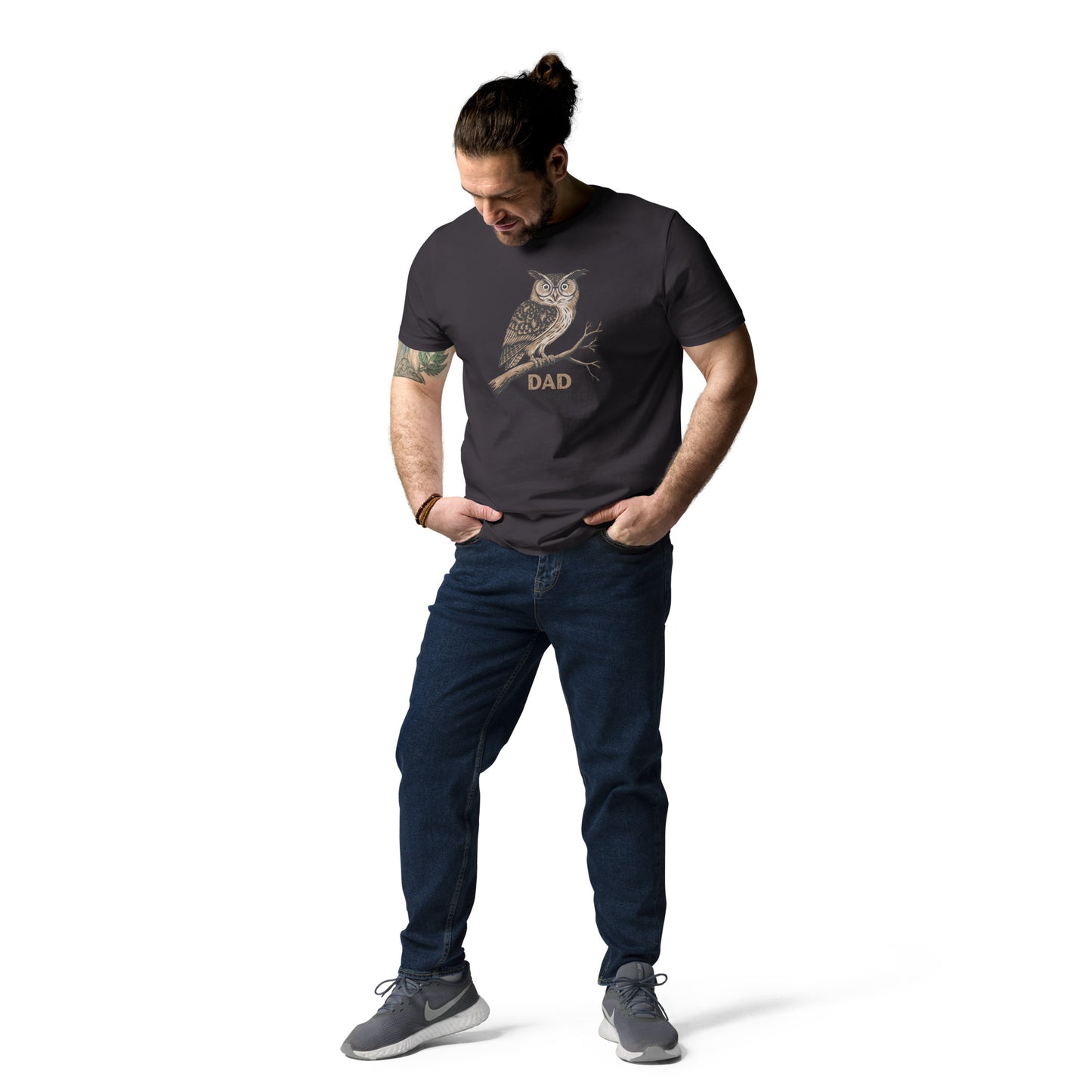 Unisex Organic Cotton T-Shirt – Owl Themed Sustainable Fashion for Father's Day by Dudeily Dudeily